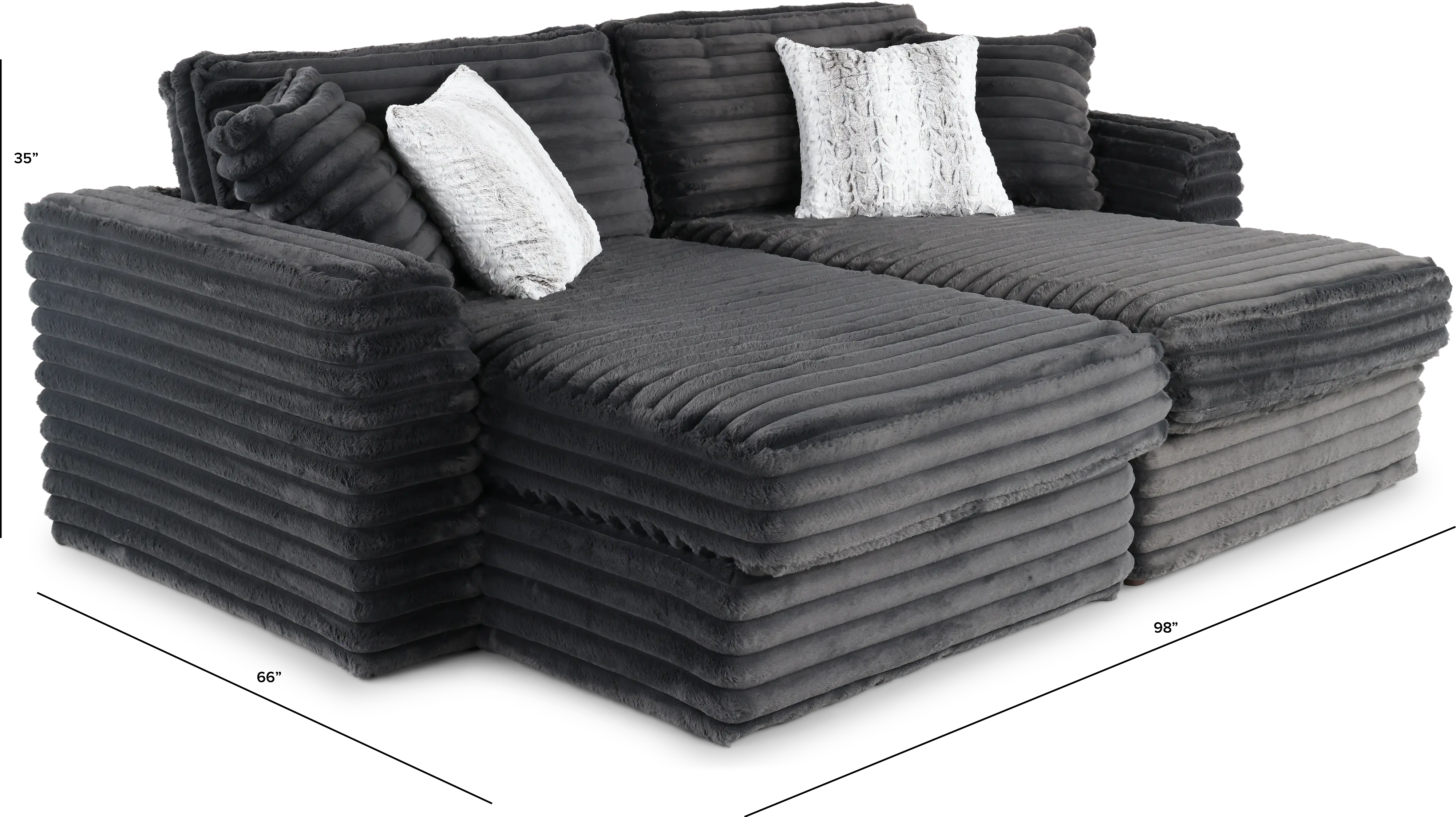 Caspian Dark Gray 2 Piece Double Cuddler Chaise-3