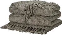 ZH225/GREY-THROW Mina Gray Waffle Weave Throw Blanket