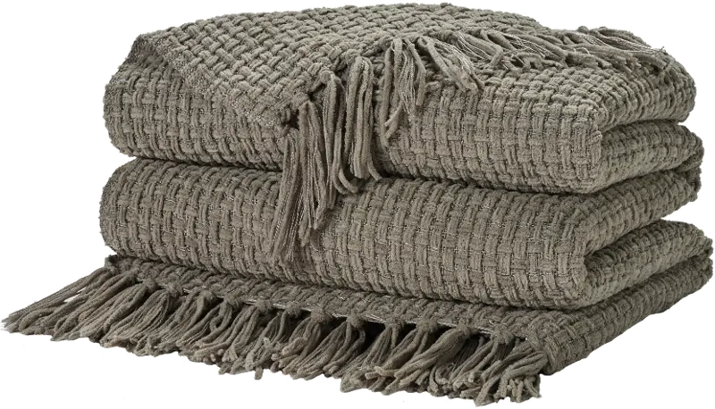 Mina Gray Waffle Weave Throw Blanket