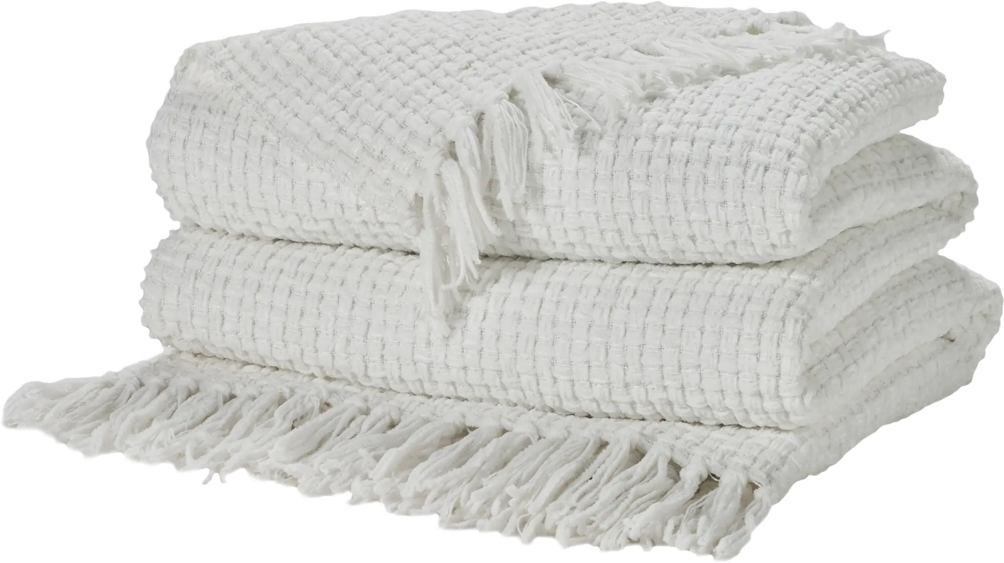 Mina White Waffle Weave Throw Blanket