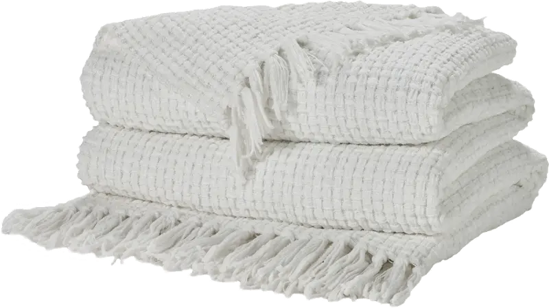 Mina White Waffle Weave Throw Blanket
