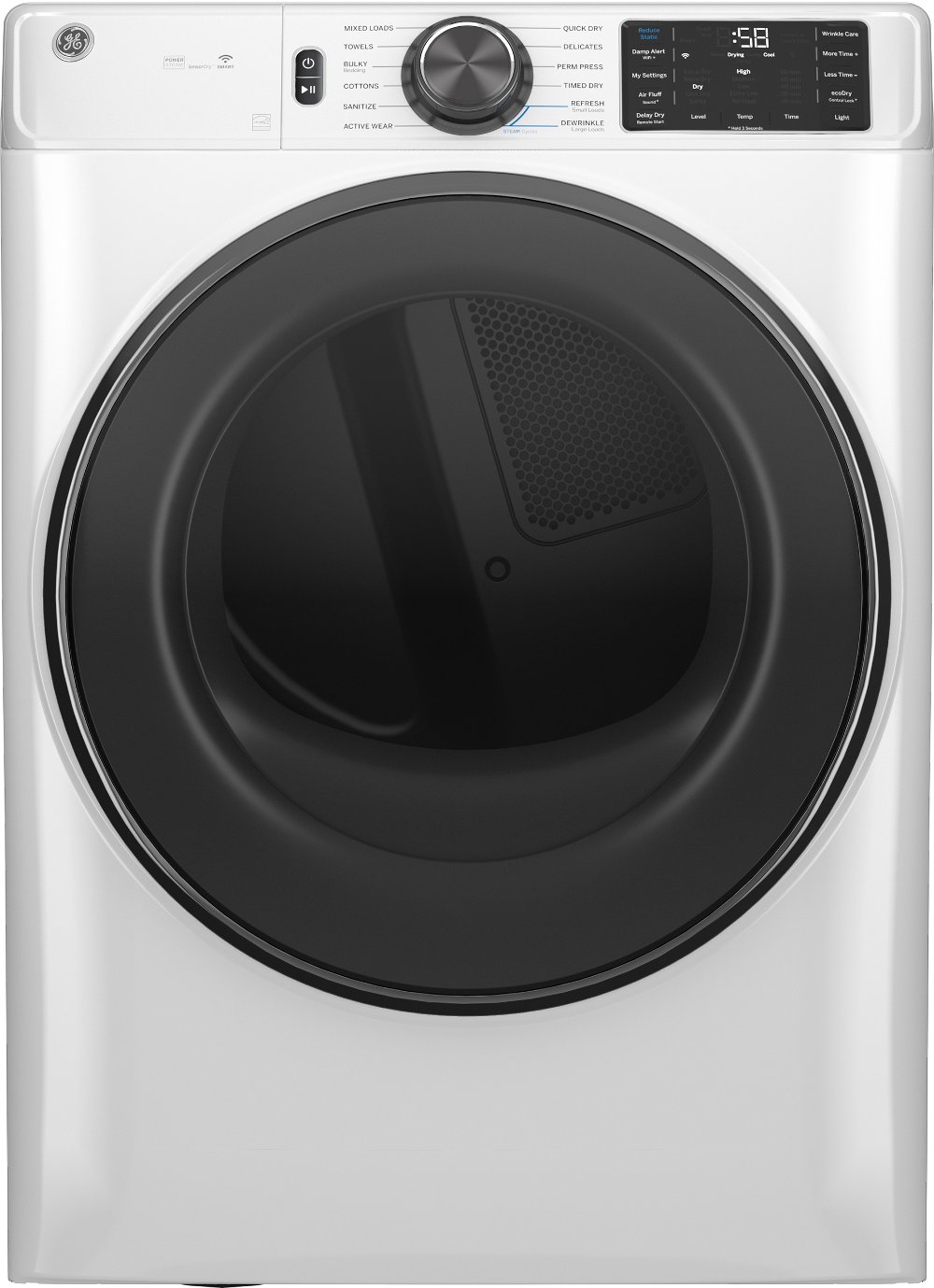 GE 7.8 Cu Ft Smart Electric Dryer - White