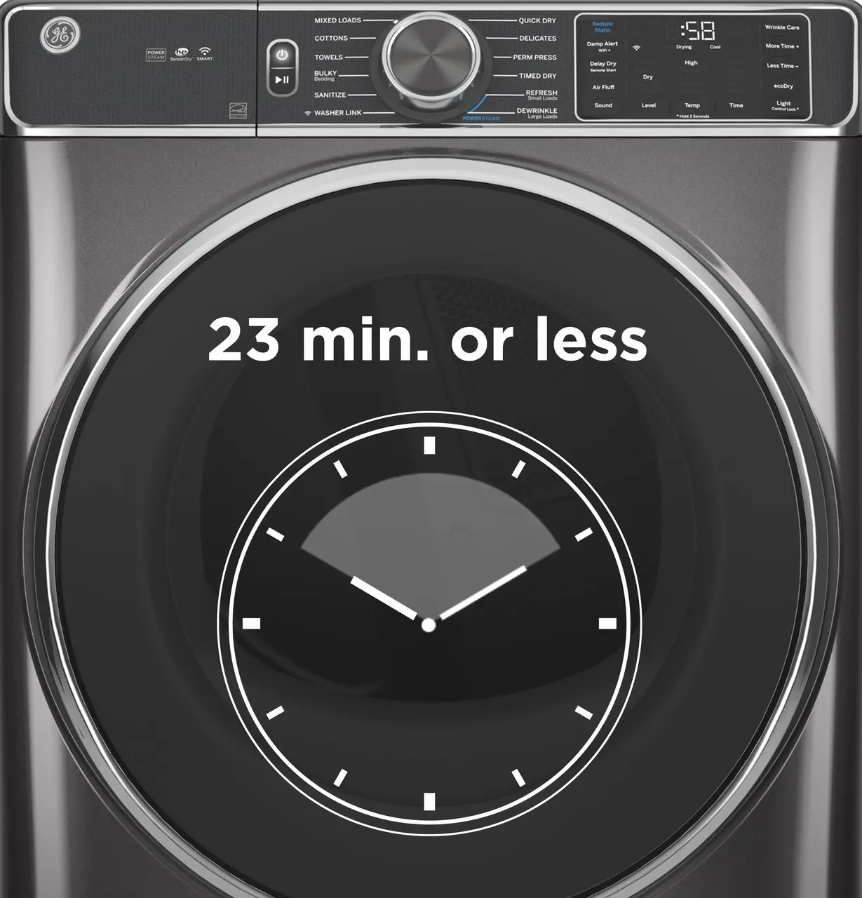 GFD65ESPVDS GE 7.8 cu. ft. Smart Front Load Electric Dryer with Steam - Carbon Graphite-2