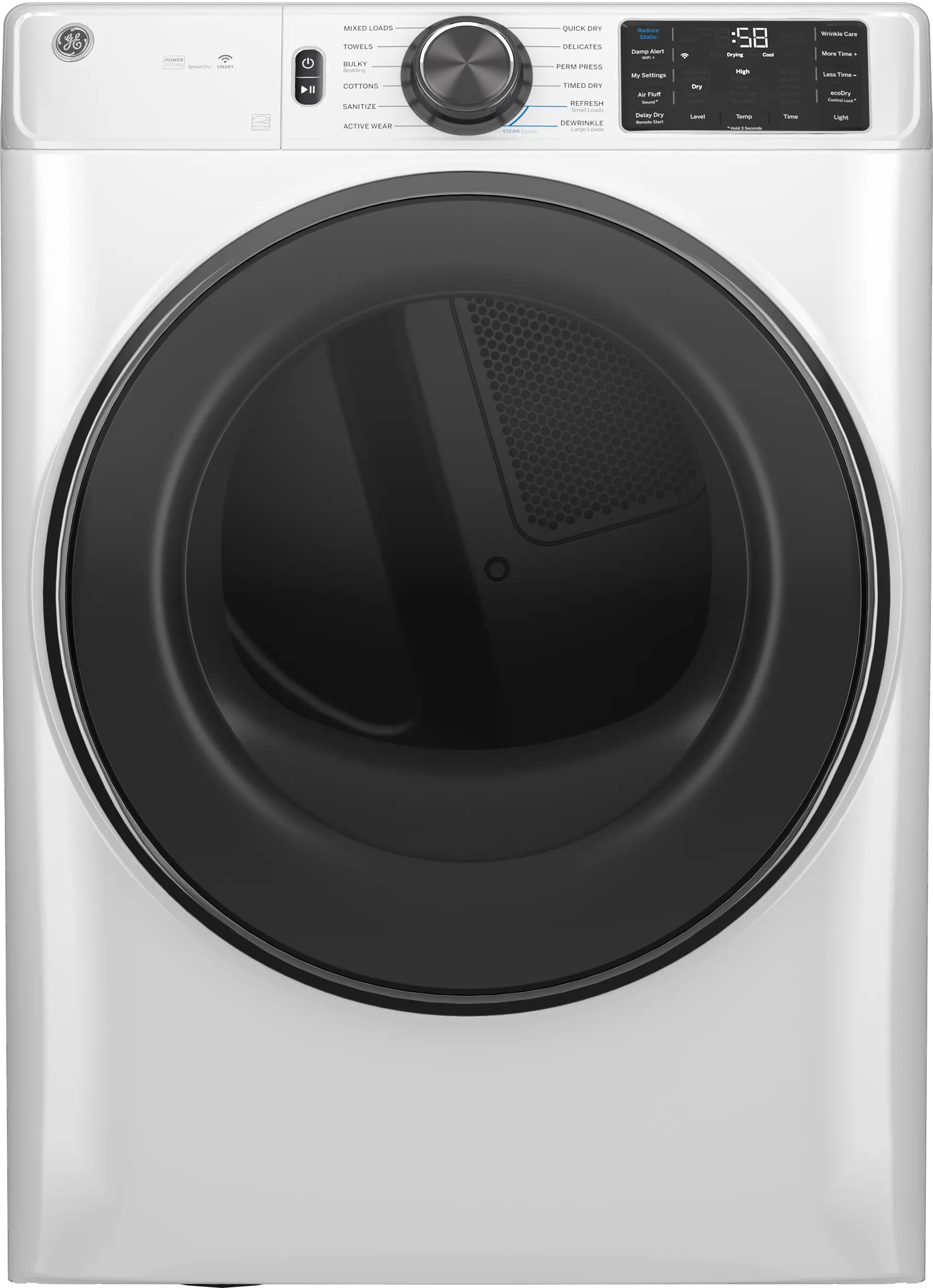 GFD65GSSVWW GE 7.8 Cu Ft Smart Gas Dryer - White-1