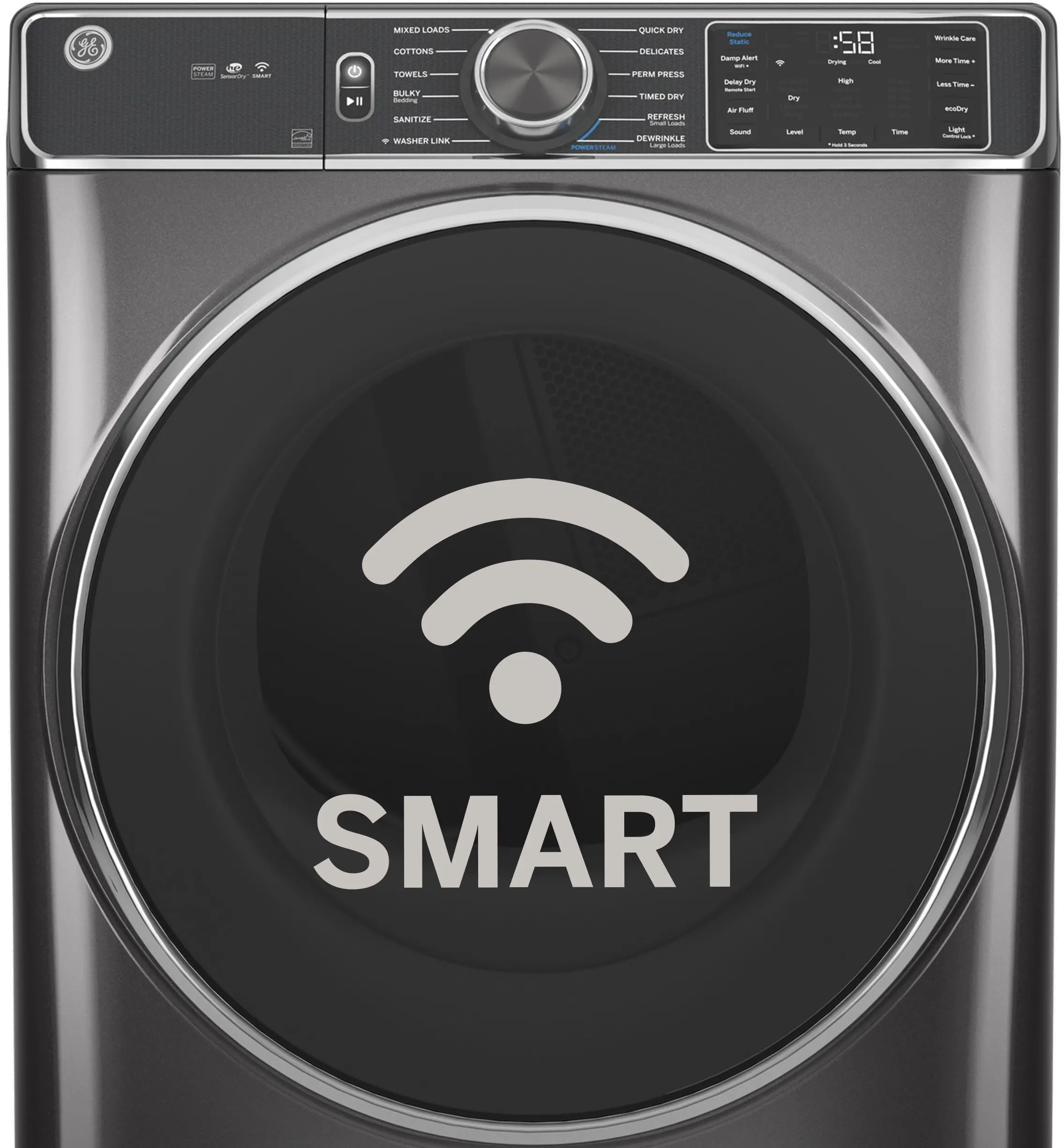 GFD65GSSVWW GE 7.8 Cu Ft Smart Gas Dryer - White-4