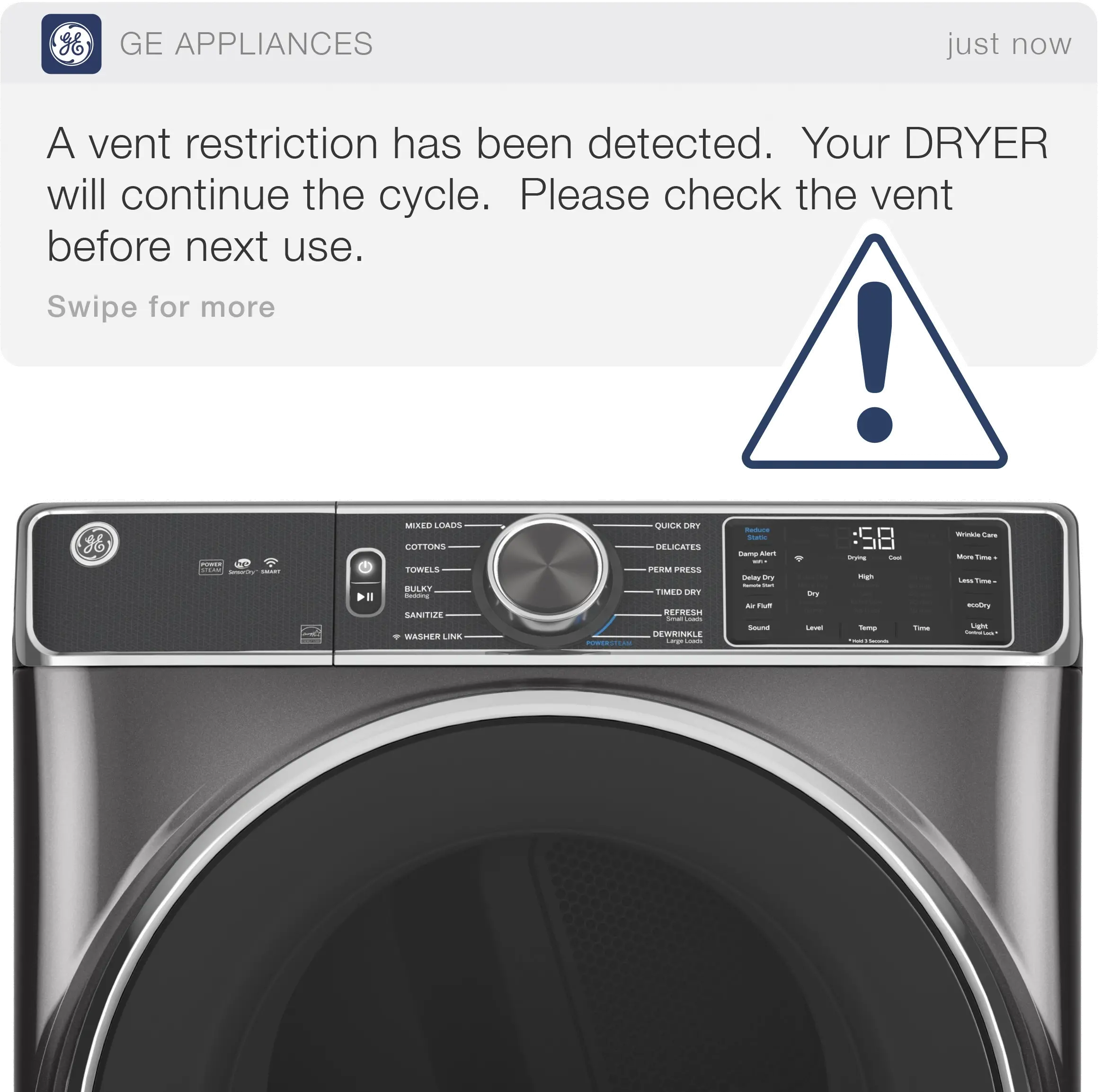 GFD65GSPVDS GE 7.8 Cu Ft Smart Gas Dryer - Carbon Graphite-5