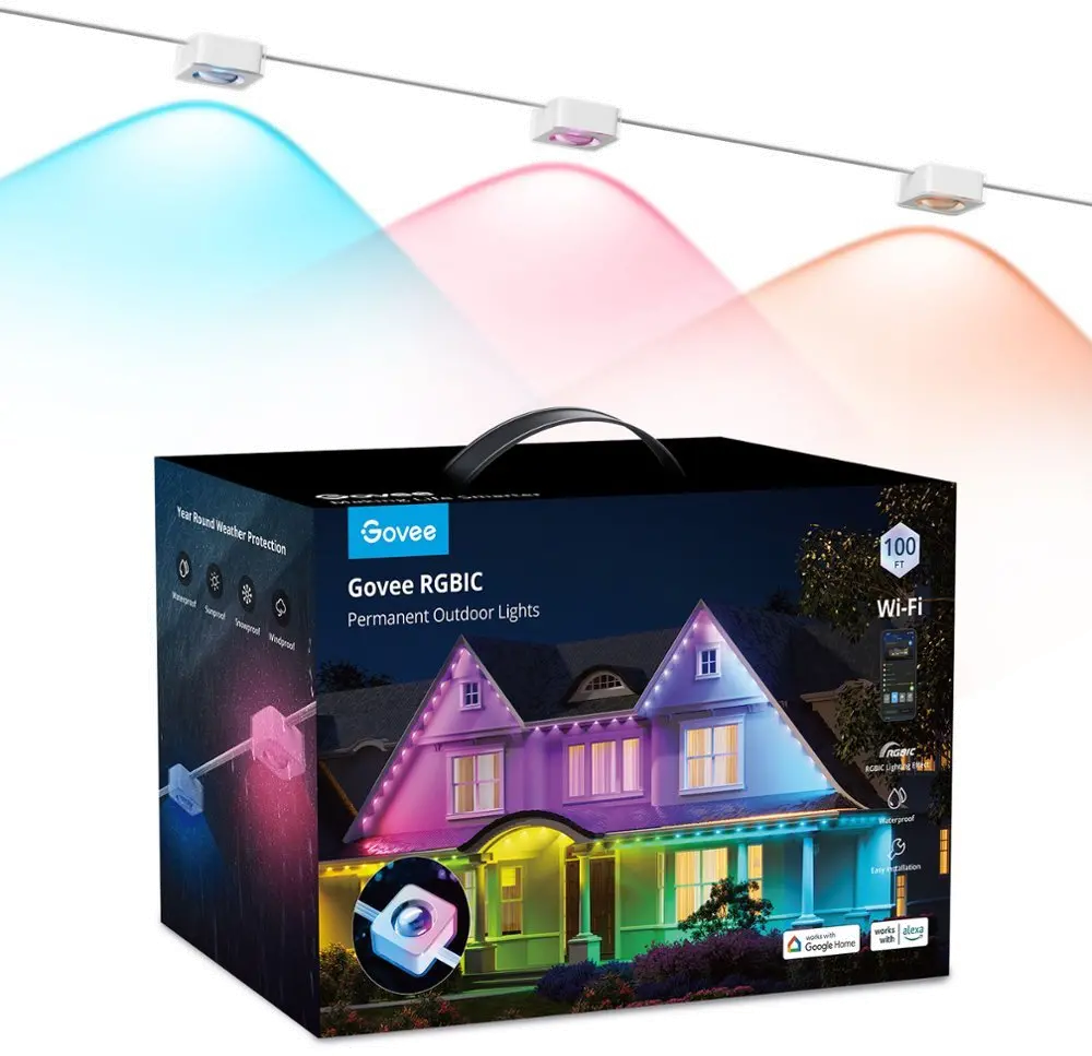 Govee Wi-Fi RGBIC Outdoor Permanent String Lights 100ft-1