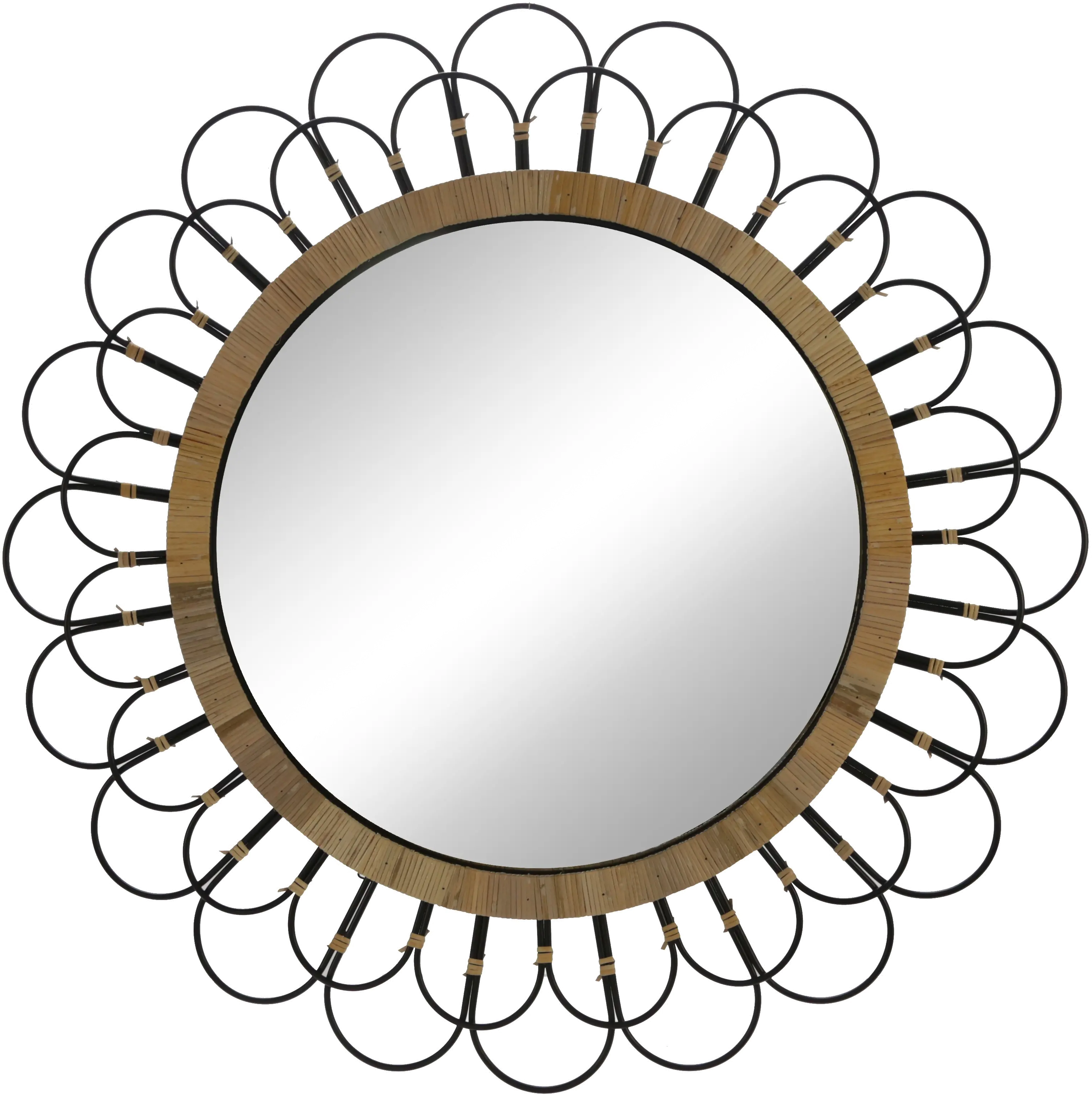 36 Inch Daisy Decorative Wall Mirror - Black/Tan-1