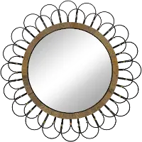 36 Inch Daisy Decorative Wall Mirror - Black/Tan