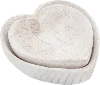 Large White Wood Heart Bowl