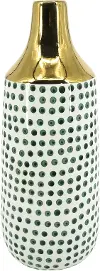 Dottie 12  White and Green Polka Dot Vase