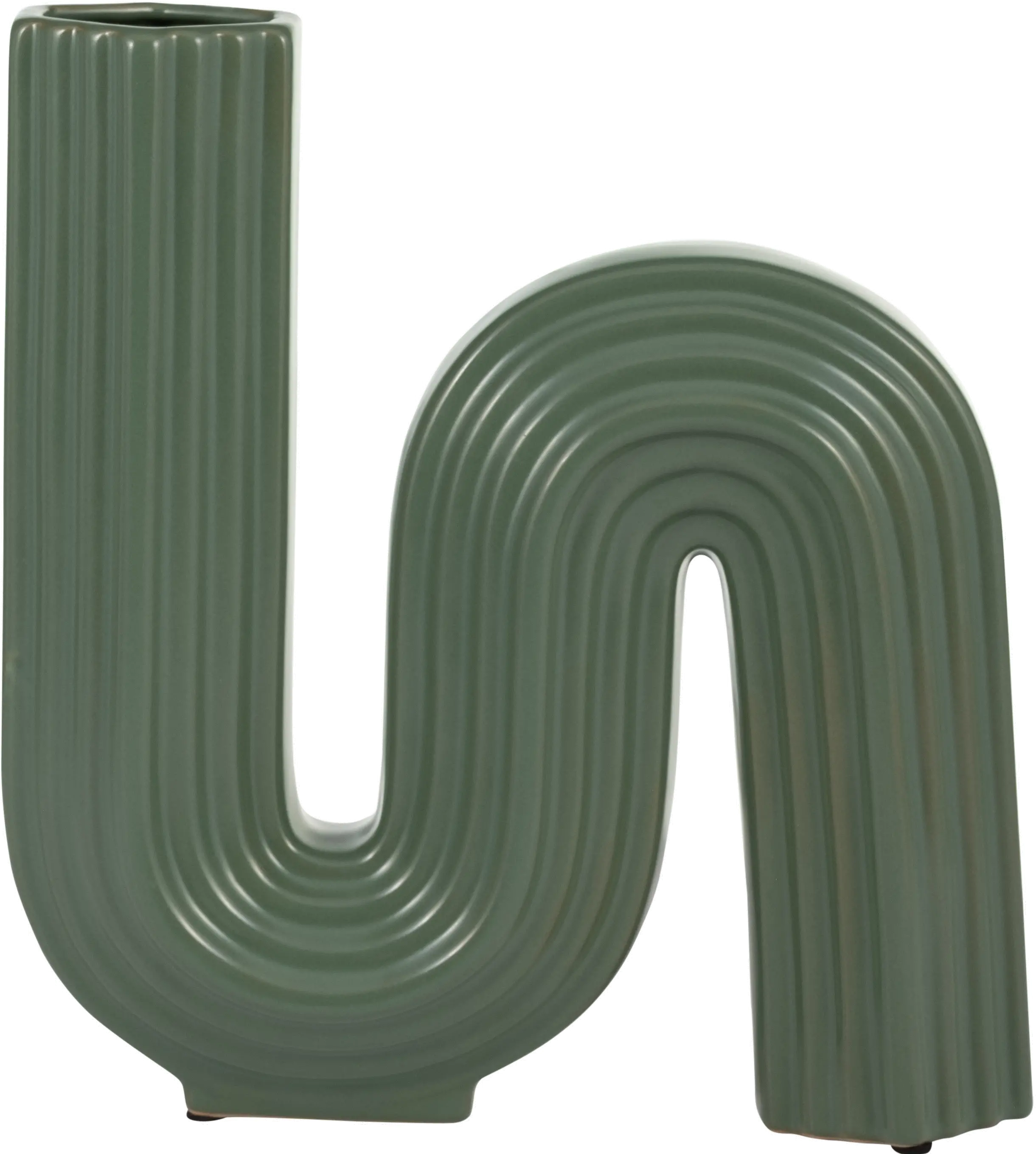 11 Inch Loopy Dark Sage Green Vase-1