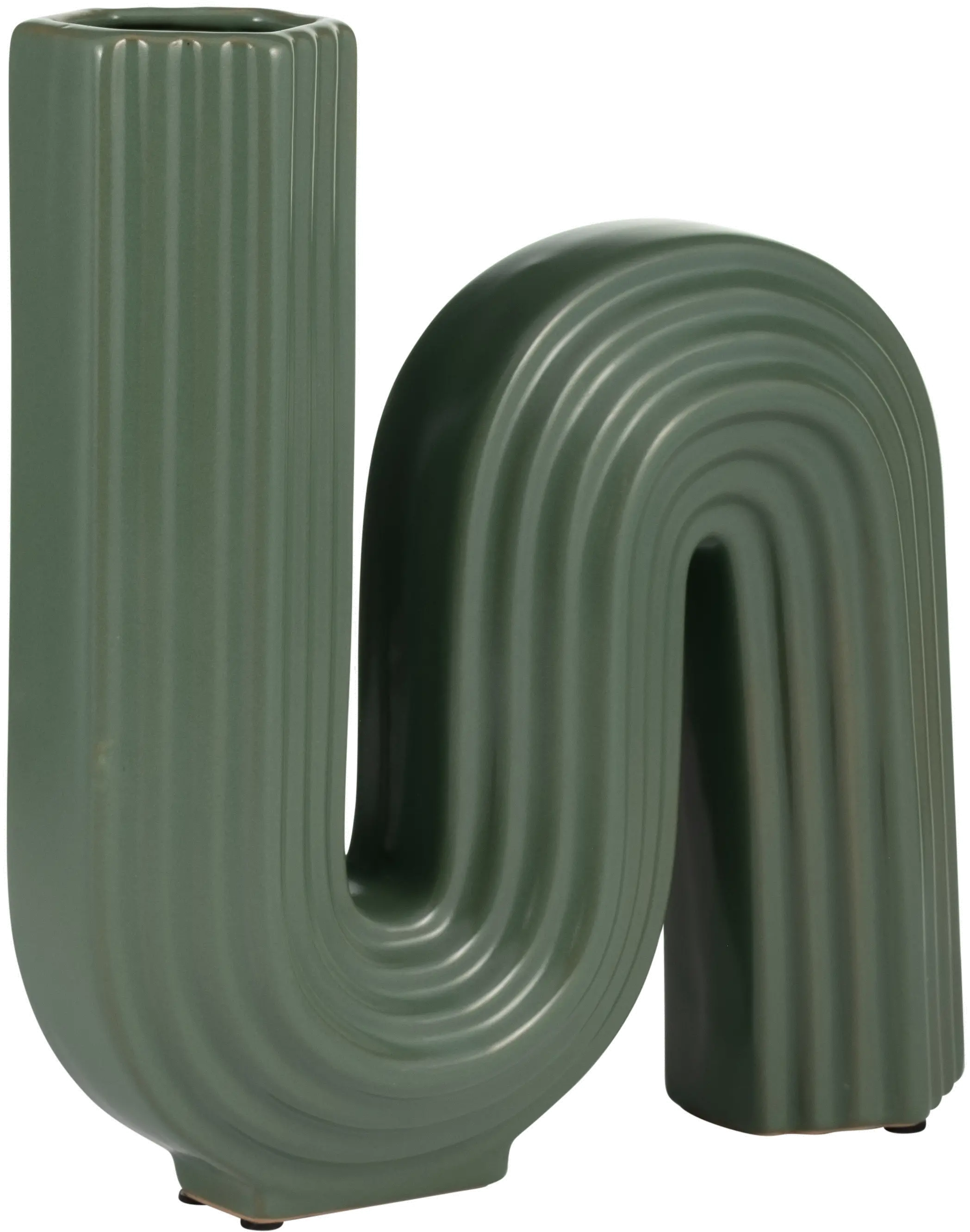11 Inch Loopy Dark Sage Green Vase-2