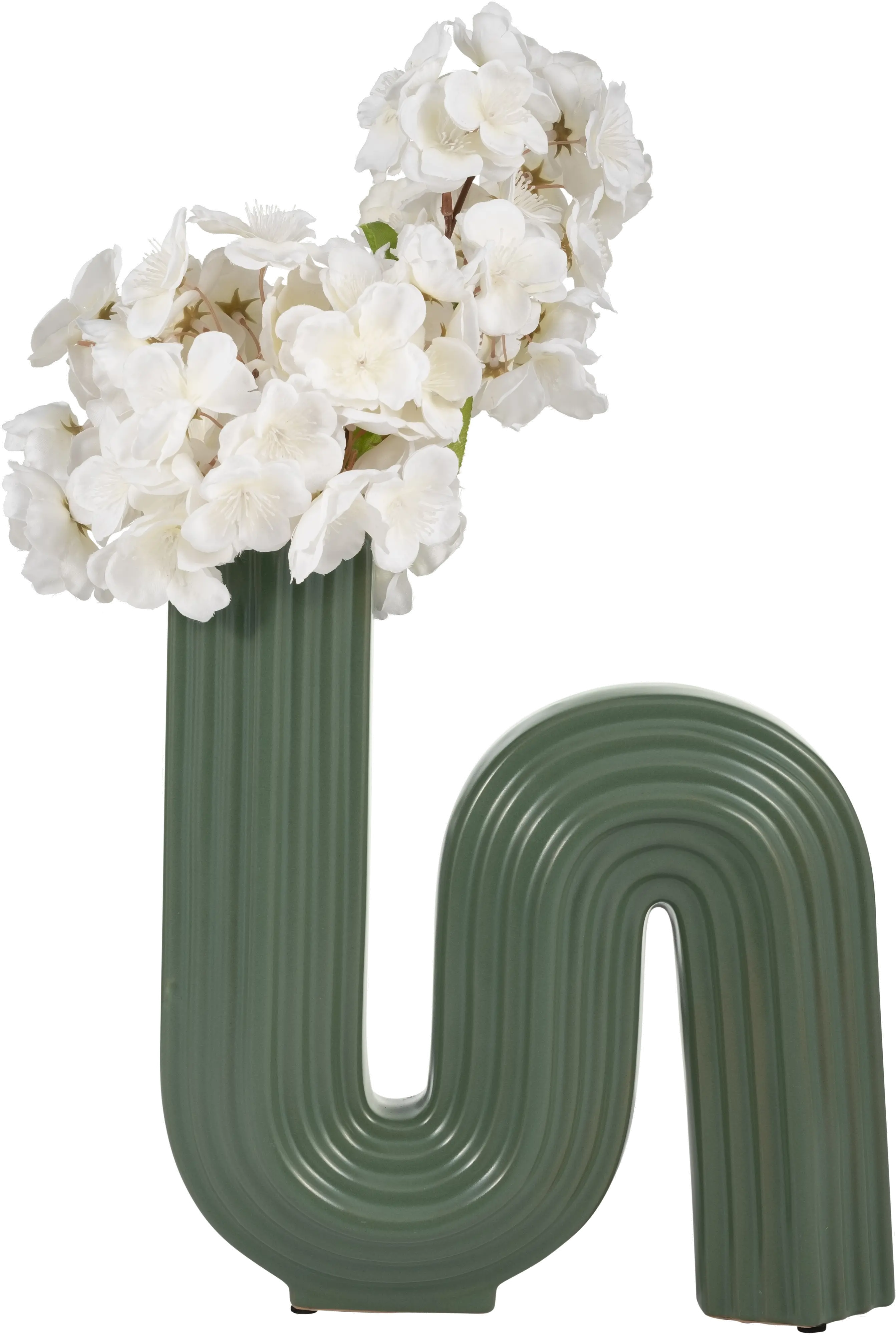 11 Inch Loopy Dark Sage Green Vase-3