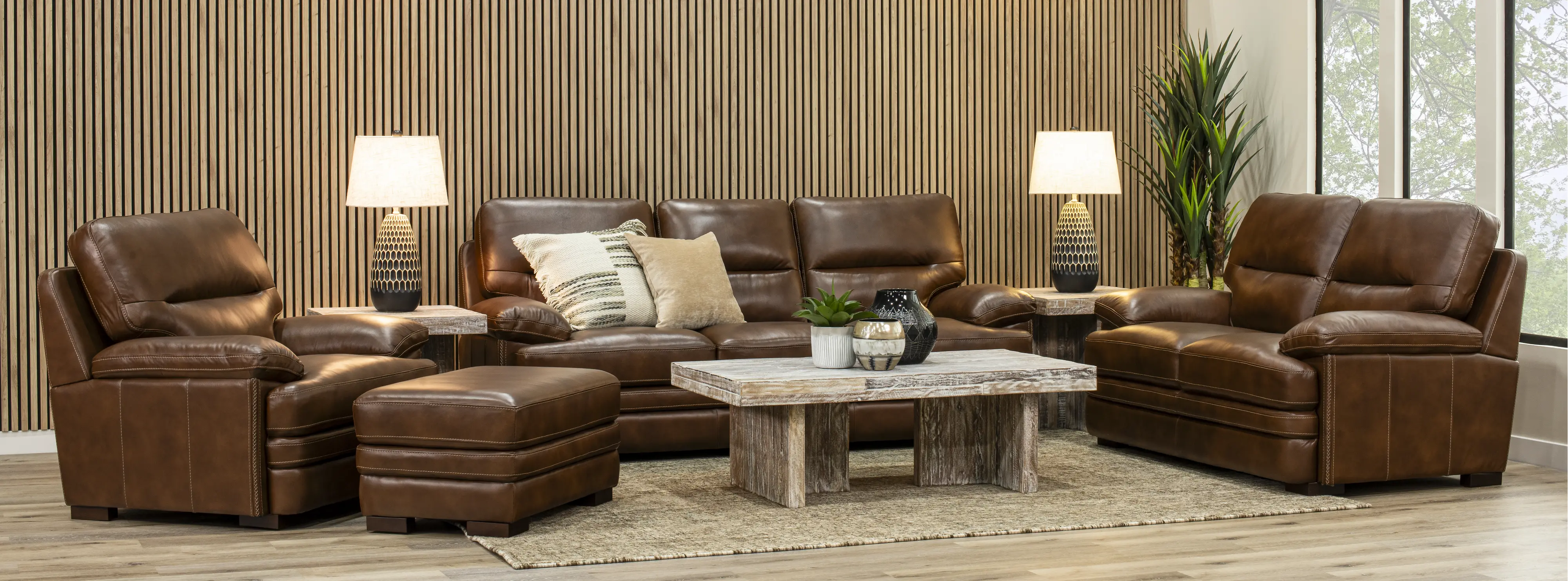 David Brown Leather Ottoman-2