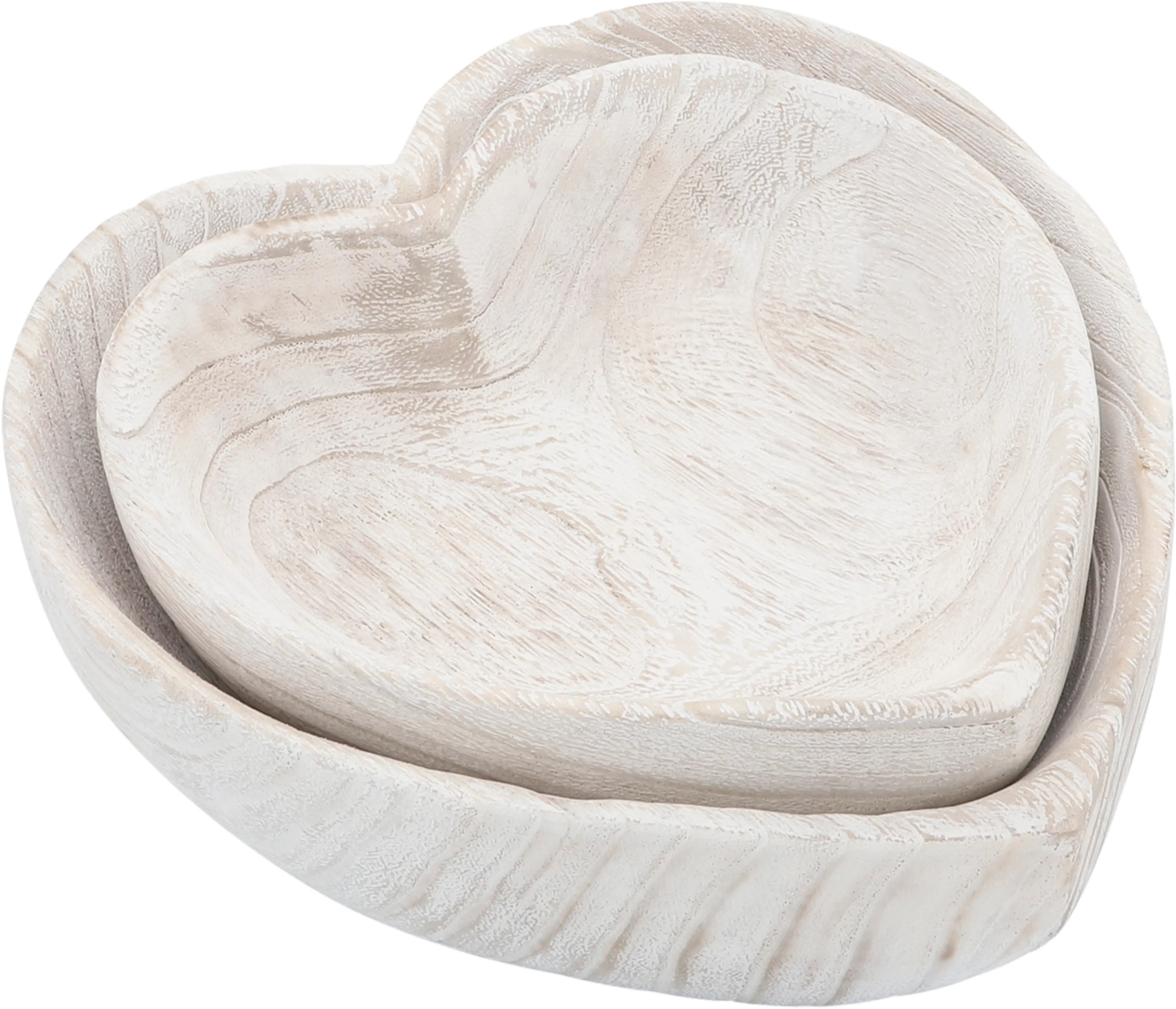 Small White Wood Heart Bowl-2