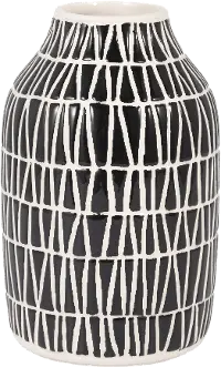 7-Inch Black and White Decorative Tribal Vase