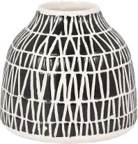 5-Inch Black and White Decorative Tribal Vase