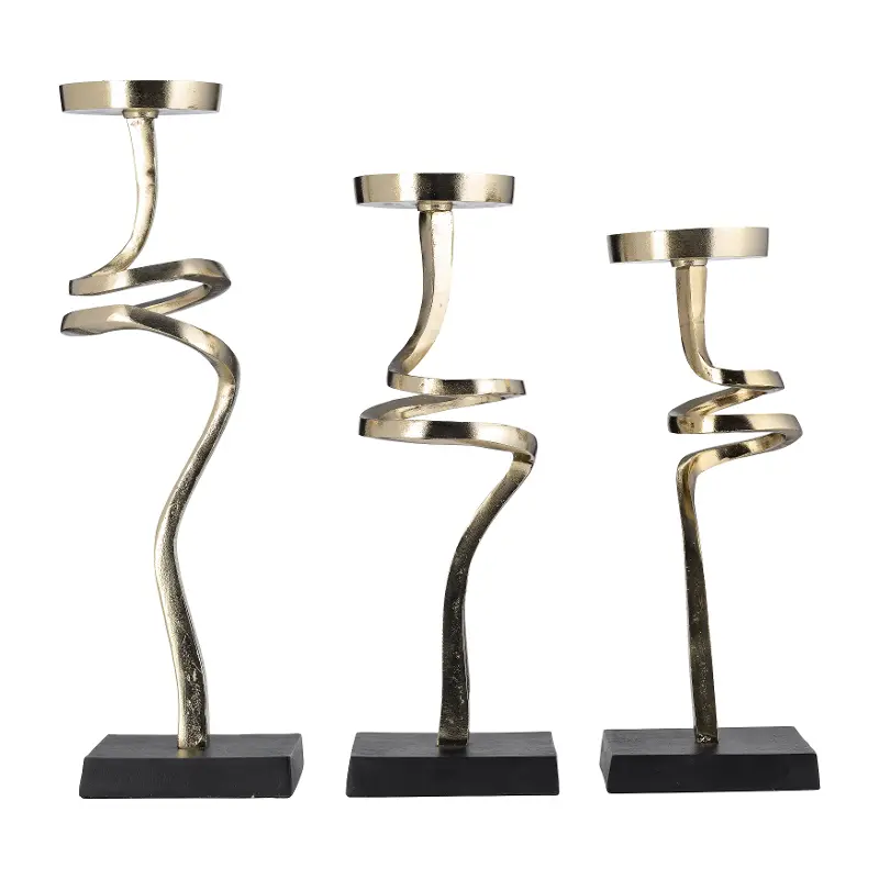 Medium Metal Abstract Pillar Candle Holder
