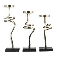 Small Metal Abstract Pillar Candle Holder