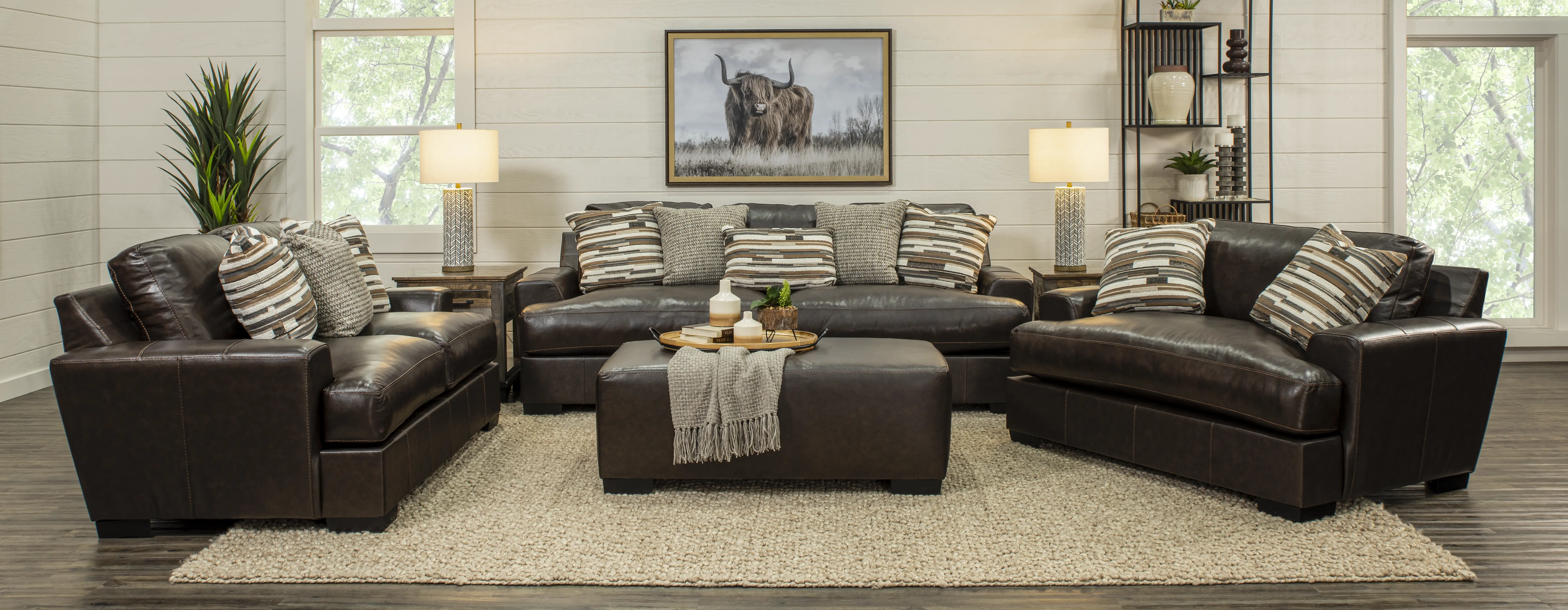 BIDSOF Bodie Chocolate Brown Leather-Match Sofa-2
