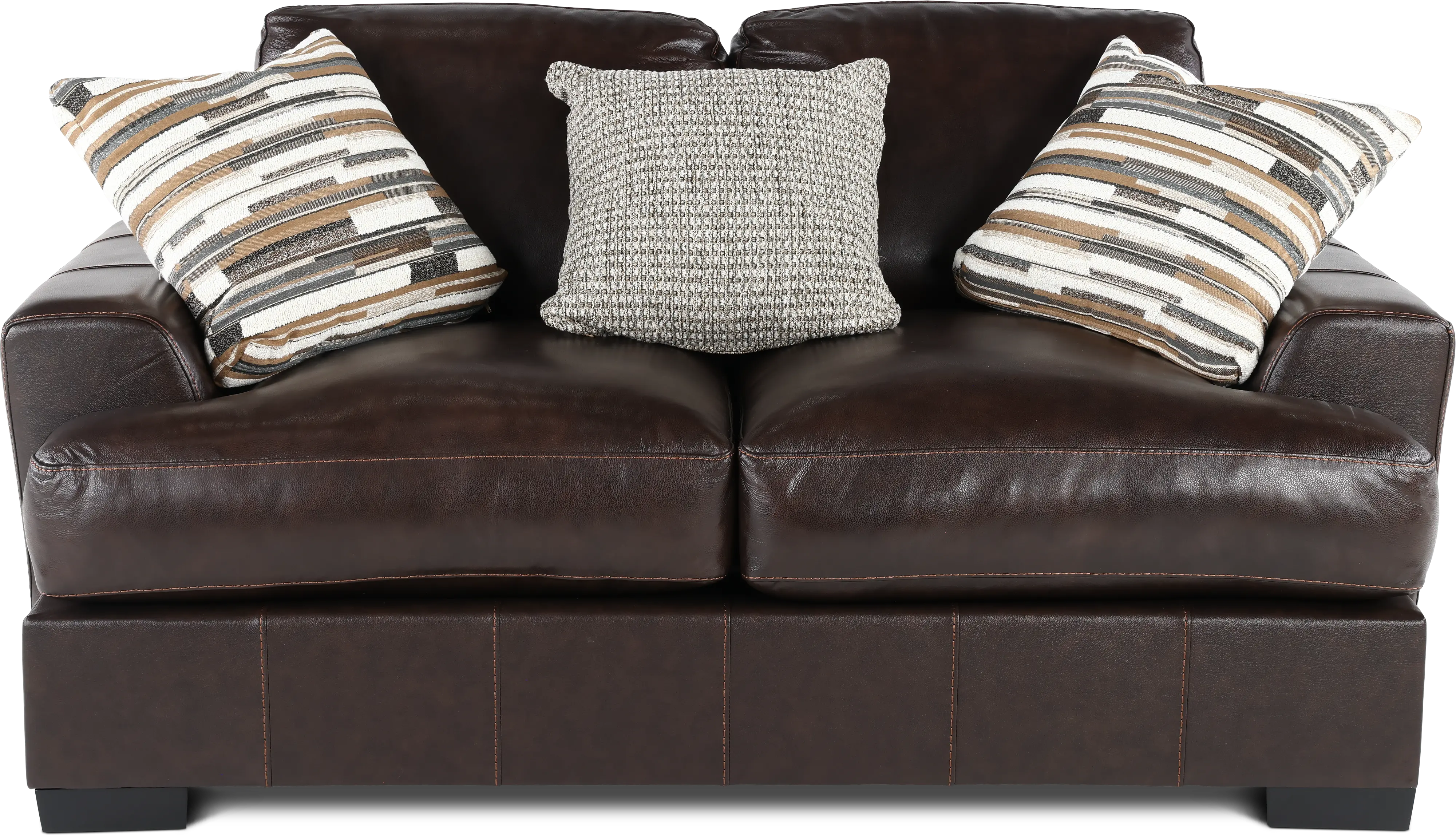 BIDLOV Bodie Chocolate Brown Leather-Match Loveseat-1