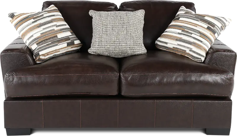 Bodie Chocolate Brown Leather-Match Loveseat