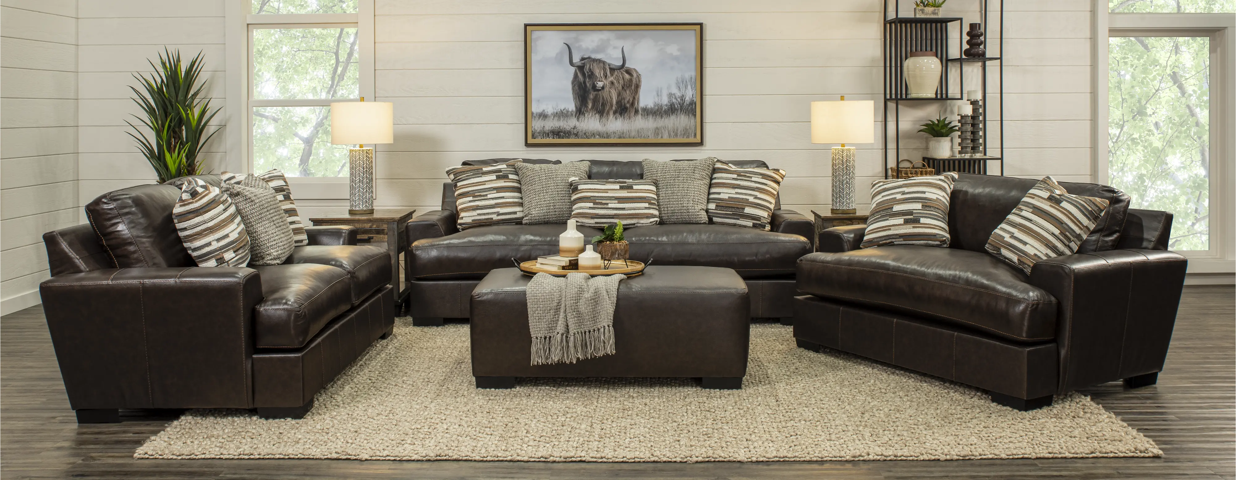 BIDLOV Bodie Chocolate Brown Leather-Match Loveseat-4