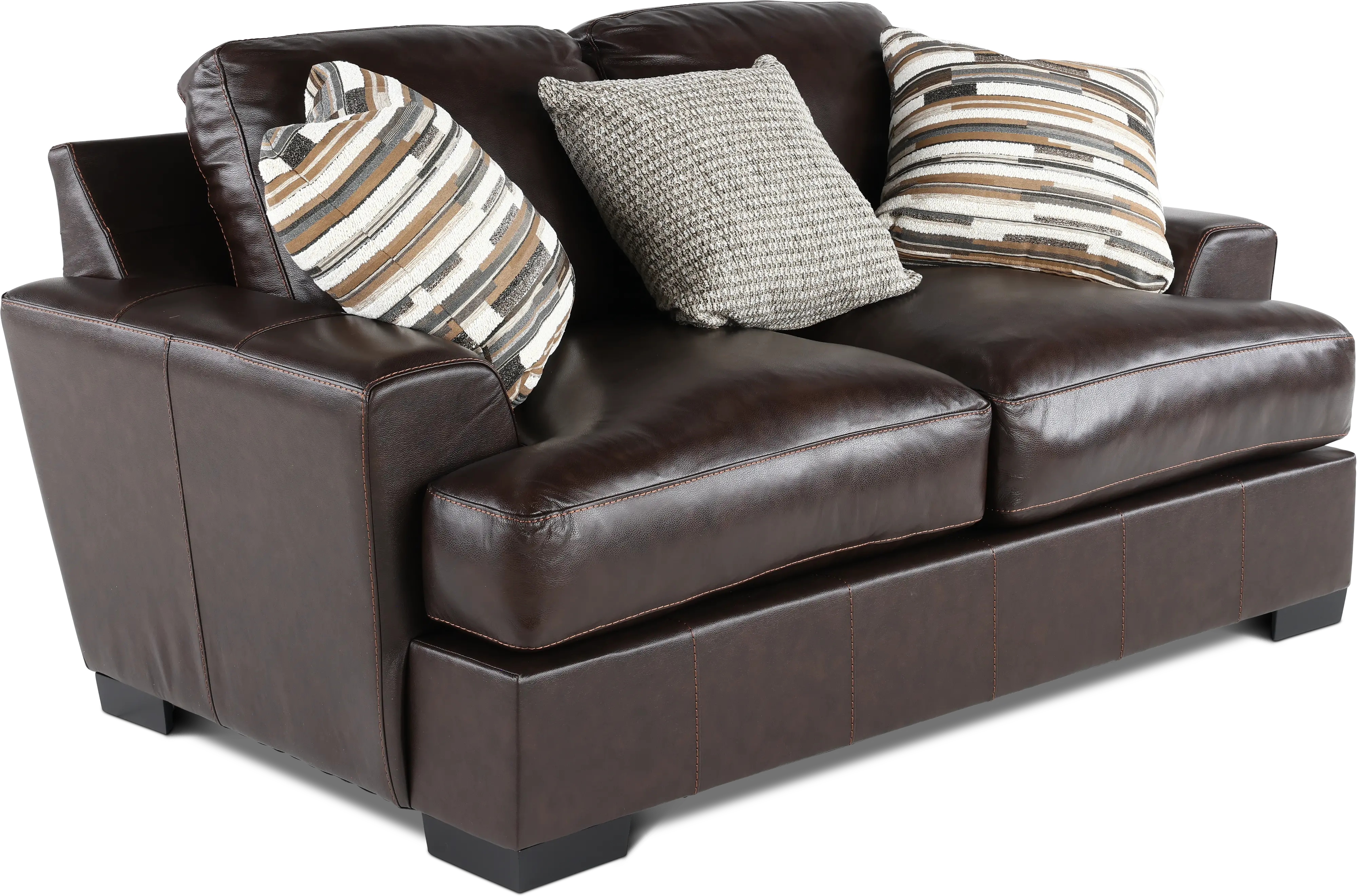 BIDLOV Bodie Chocolate Brown Leather-Match Loveseat-5