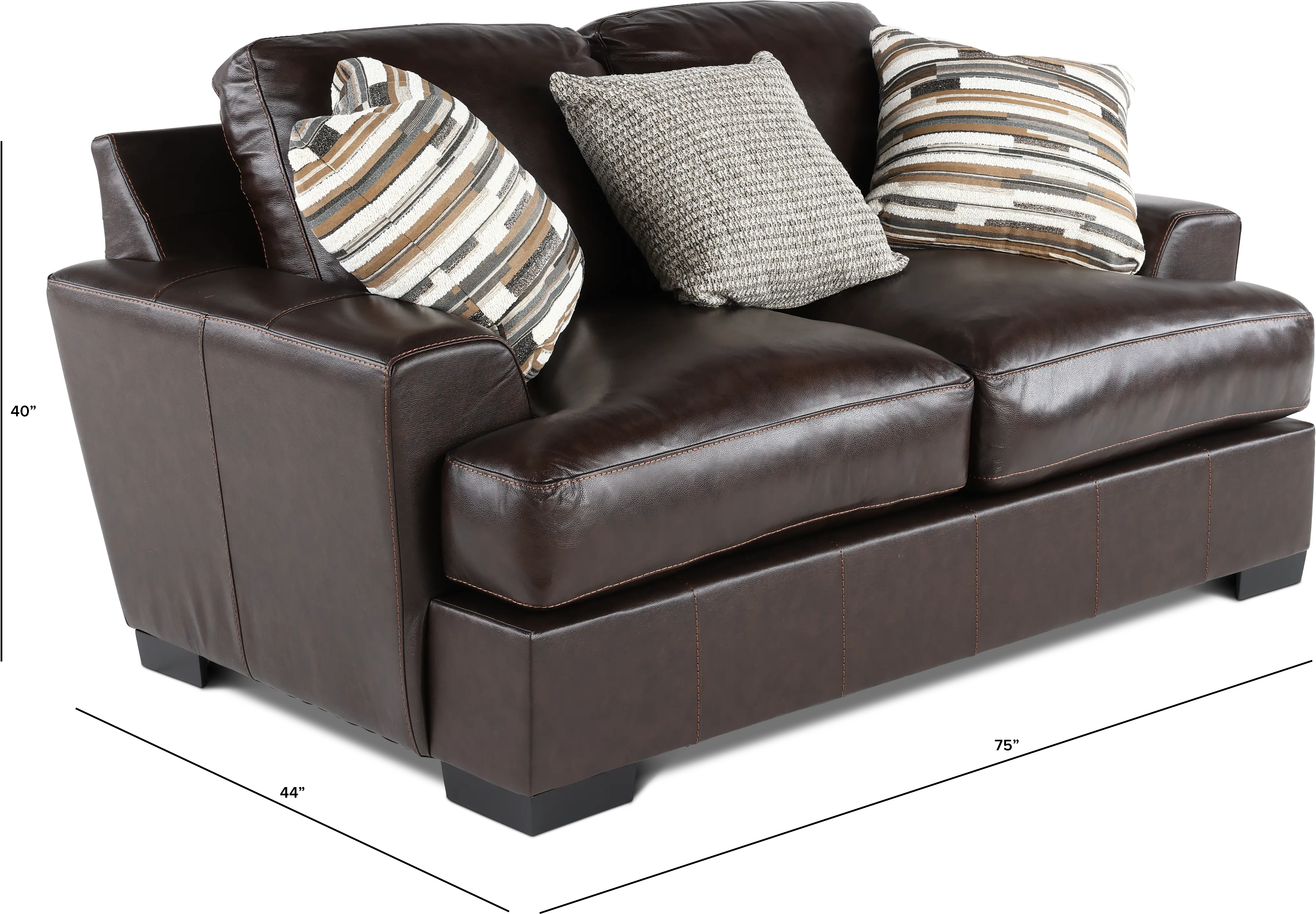 BIDLOV Bodie Chocolate Brown Leather-Match Loveseat-3