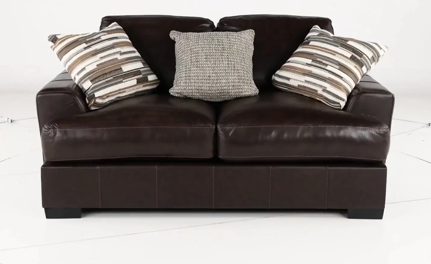 BIDLOV Bodie Chocolate Brown Leather-Match Loveseat-6