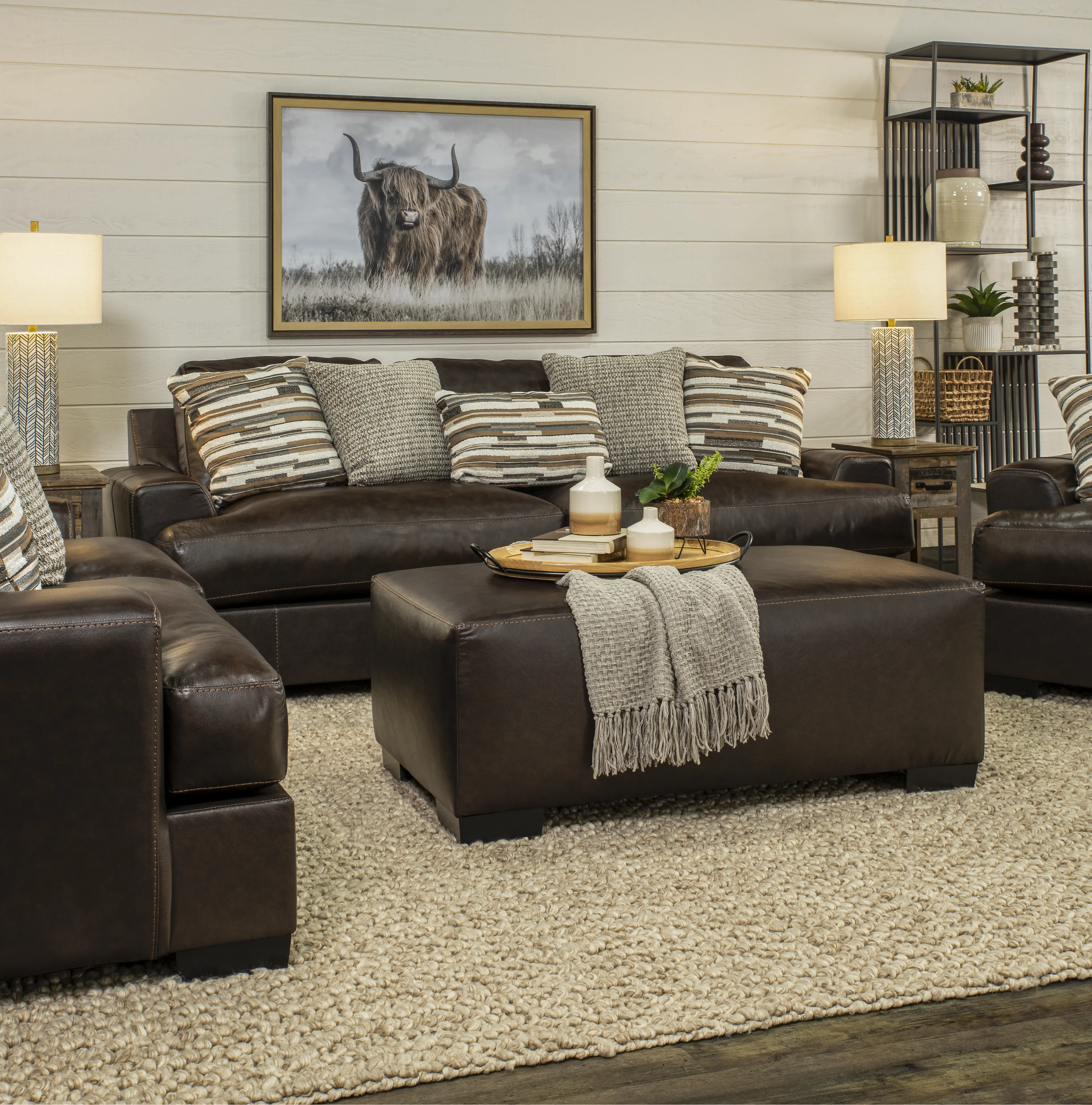 BIDO50XL Bodie Chocolate Brown Leather-Match Ottoman-2