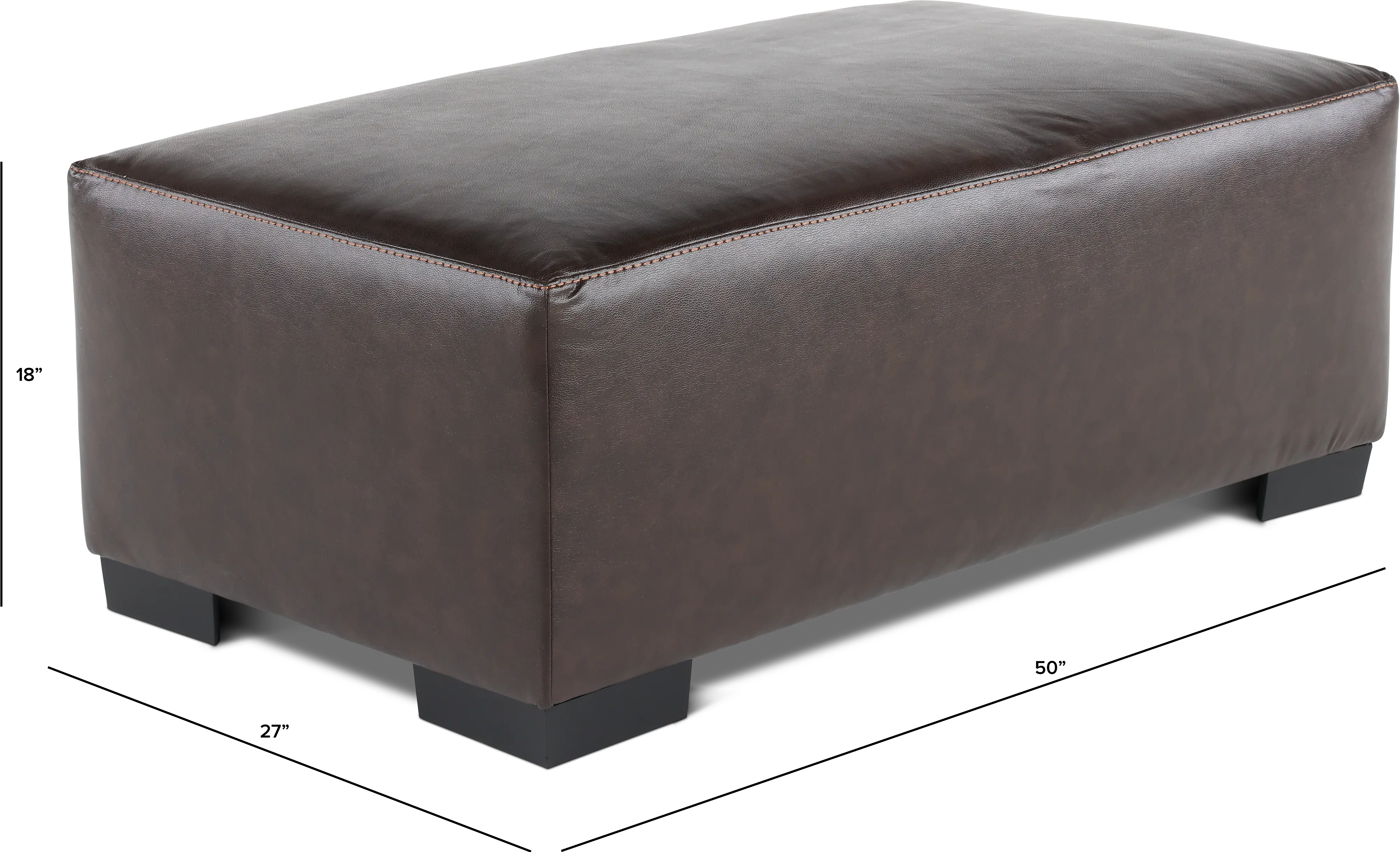 BIDO50XL Bodie Chocolate Brown Leather-Match Ottoman-3