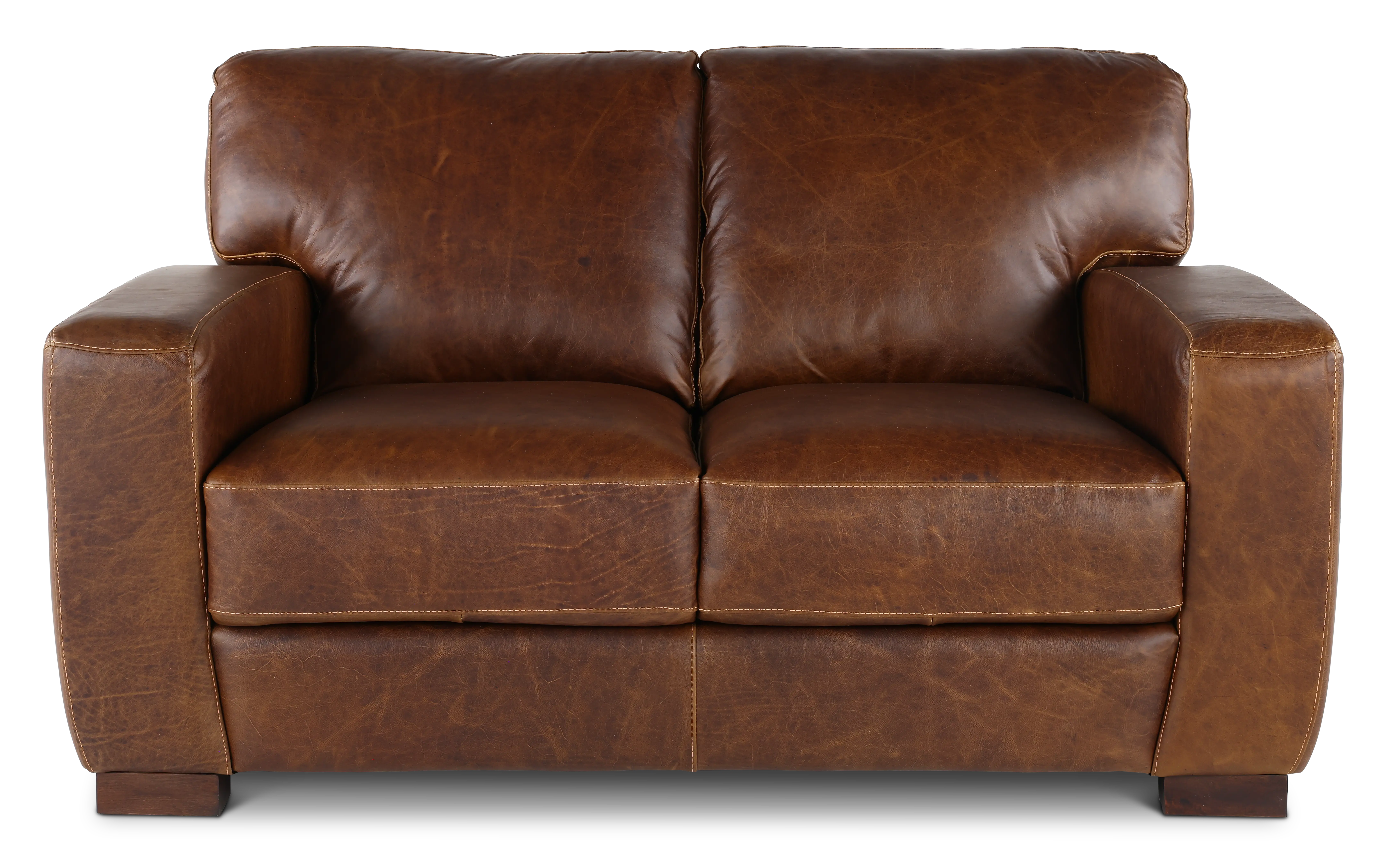 Dakota Brown Leather Loveseat-1