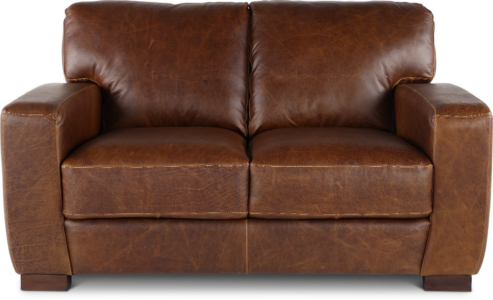 Dakota Brown Leather Loveseat