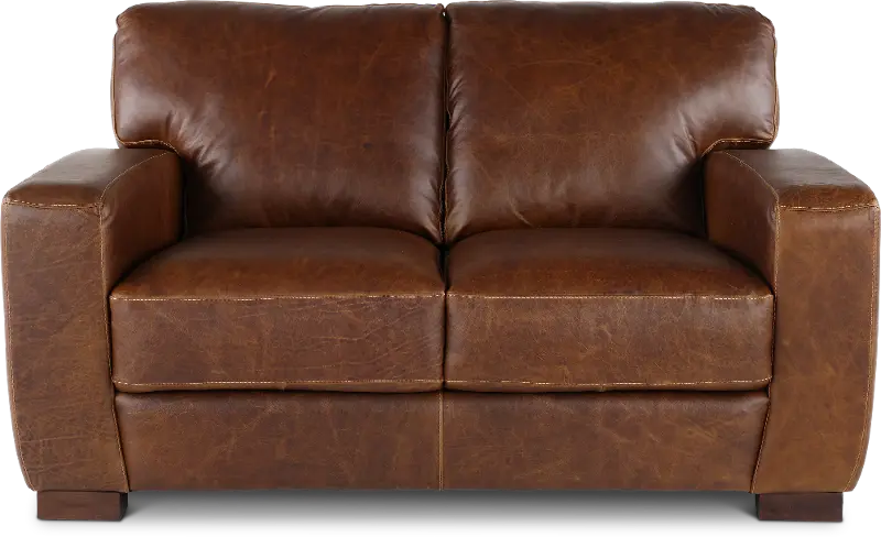 Dakota Brown Leather Loveseat