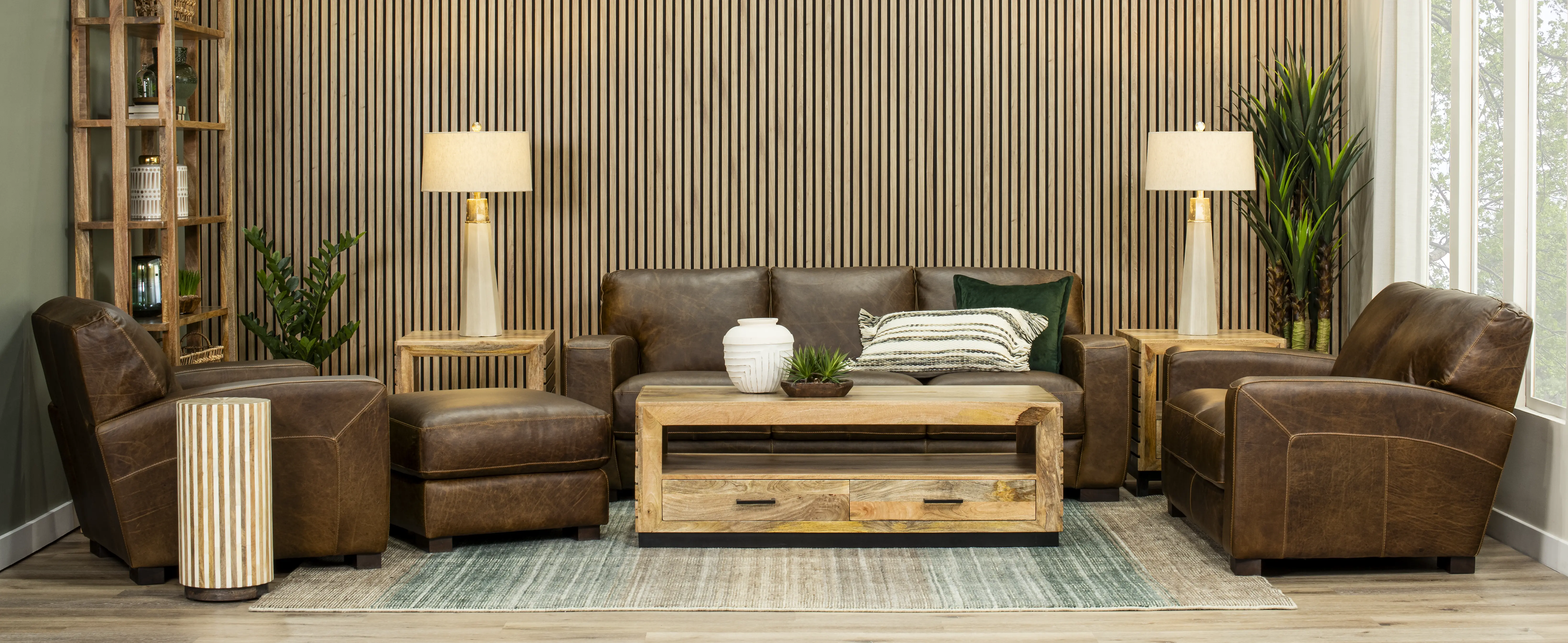 Dakota Brown Leather Loveseat-4