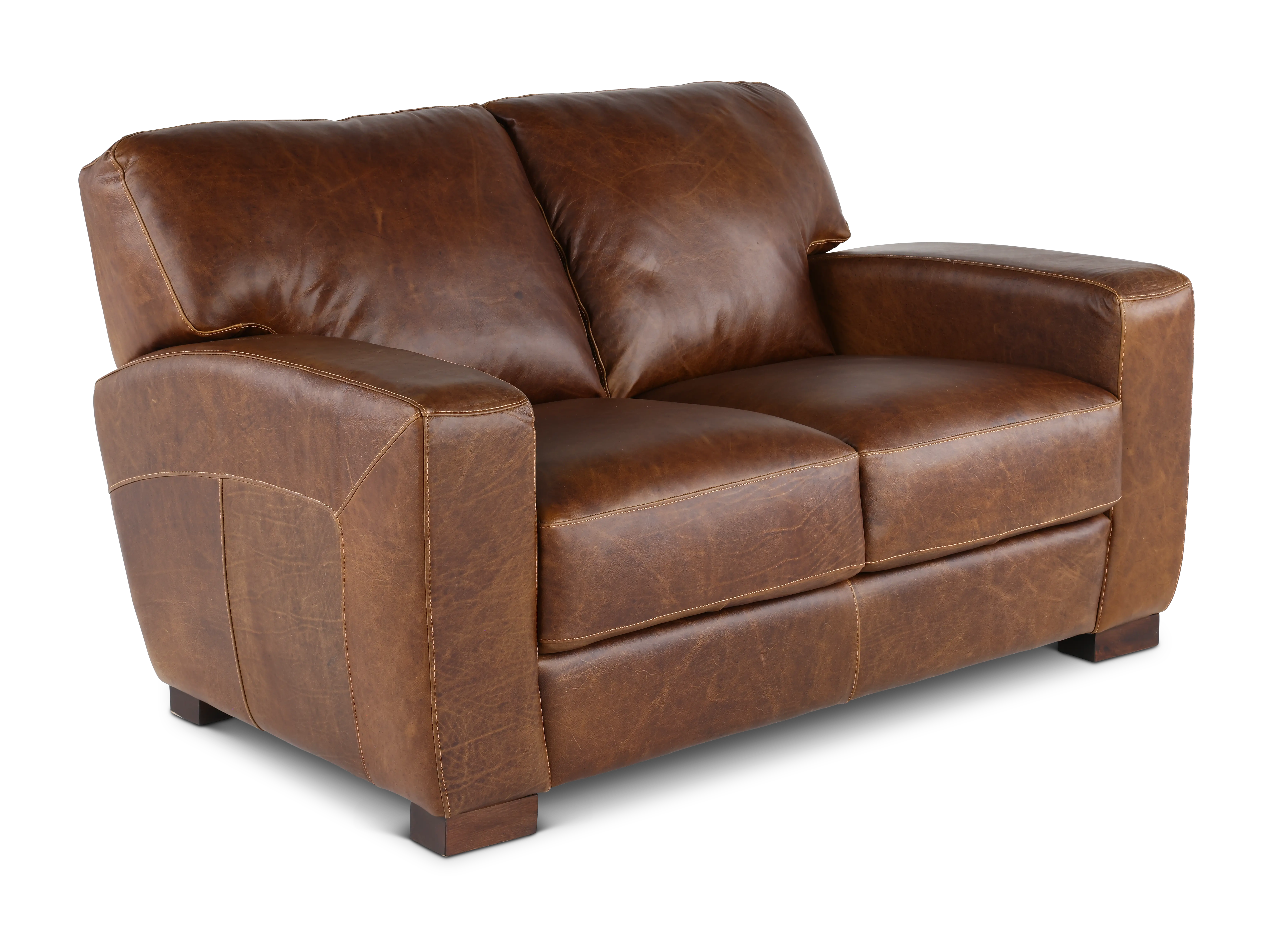 Dakota Brown Leather Loveseat-5