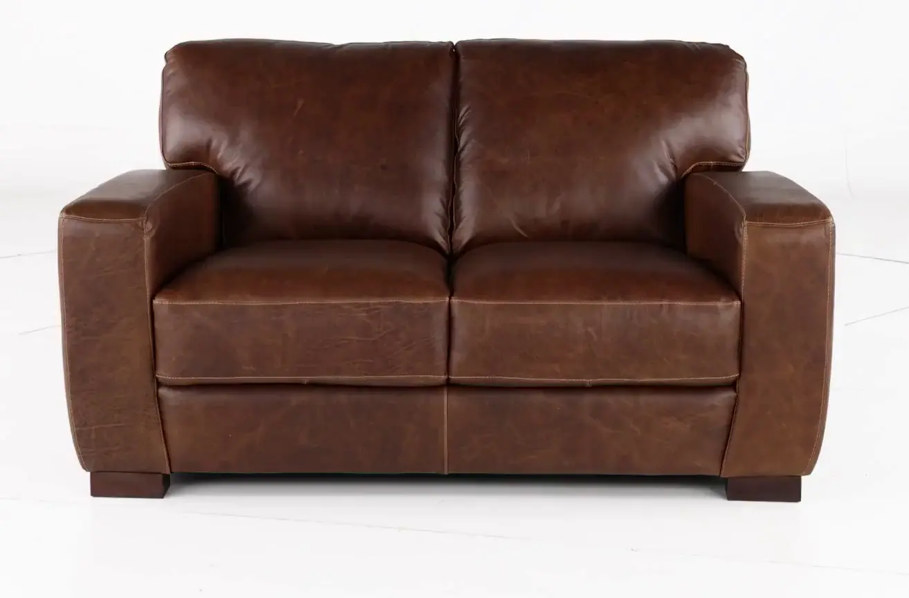 Dakota Brown Leather Loveseat-6