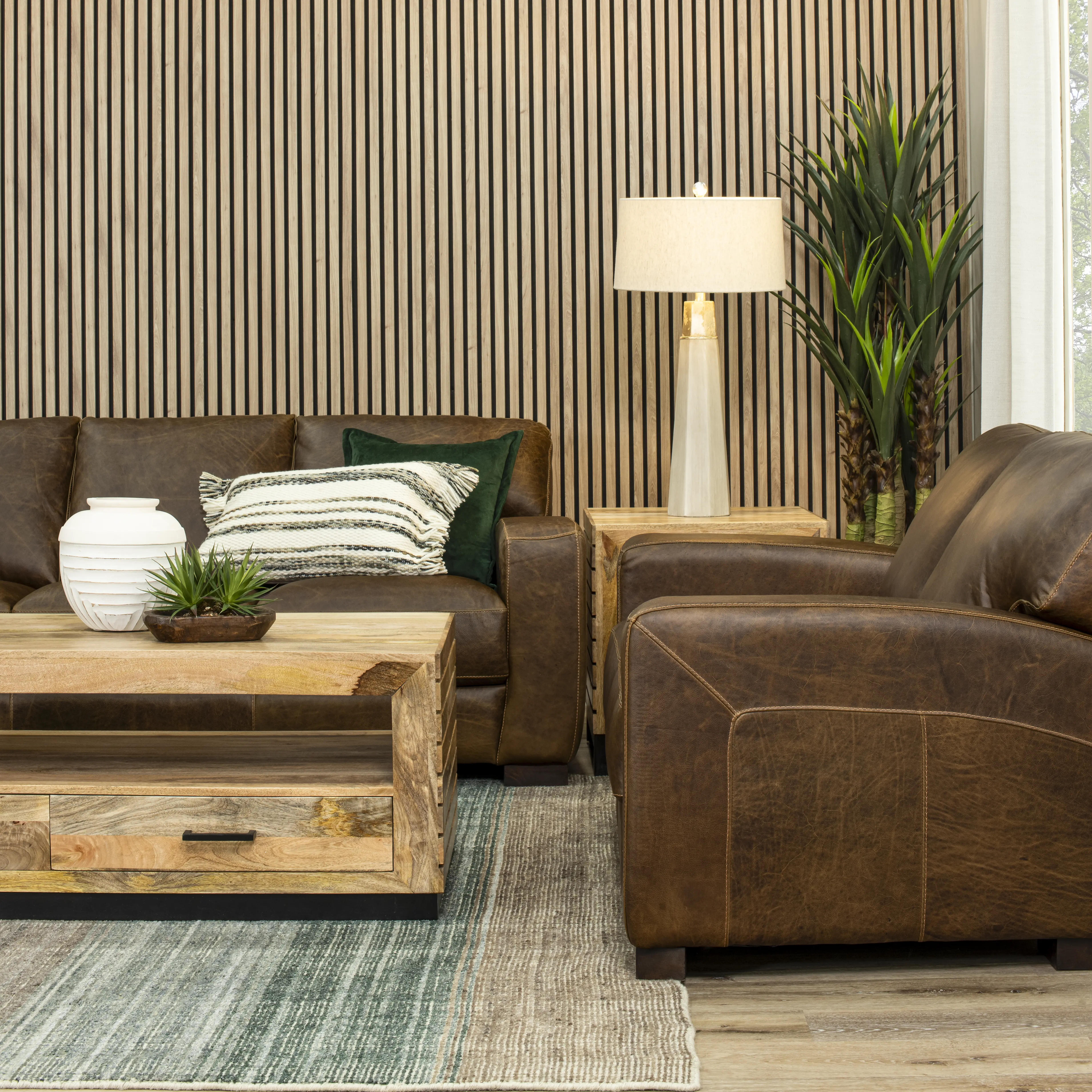 Dakota Brown Leather Loveseat-2