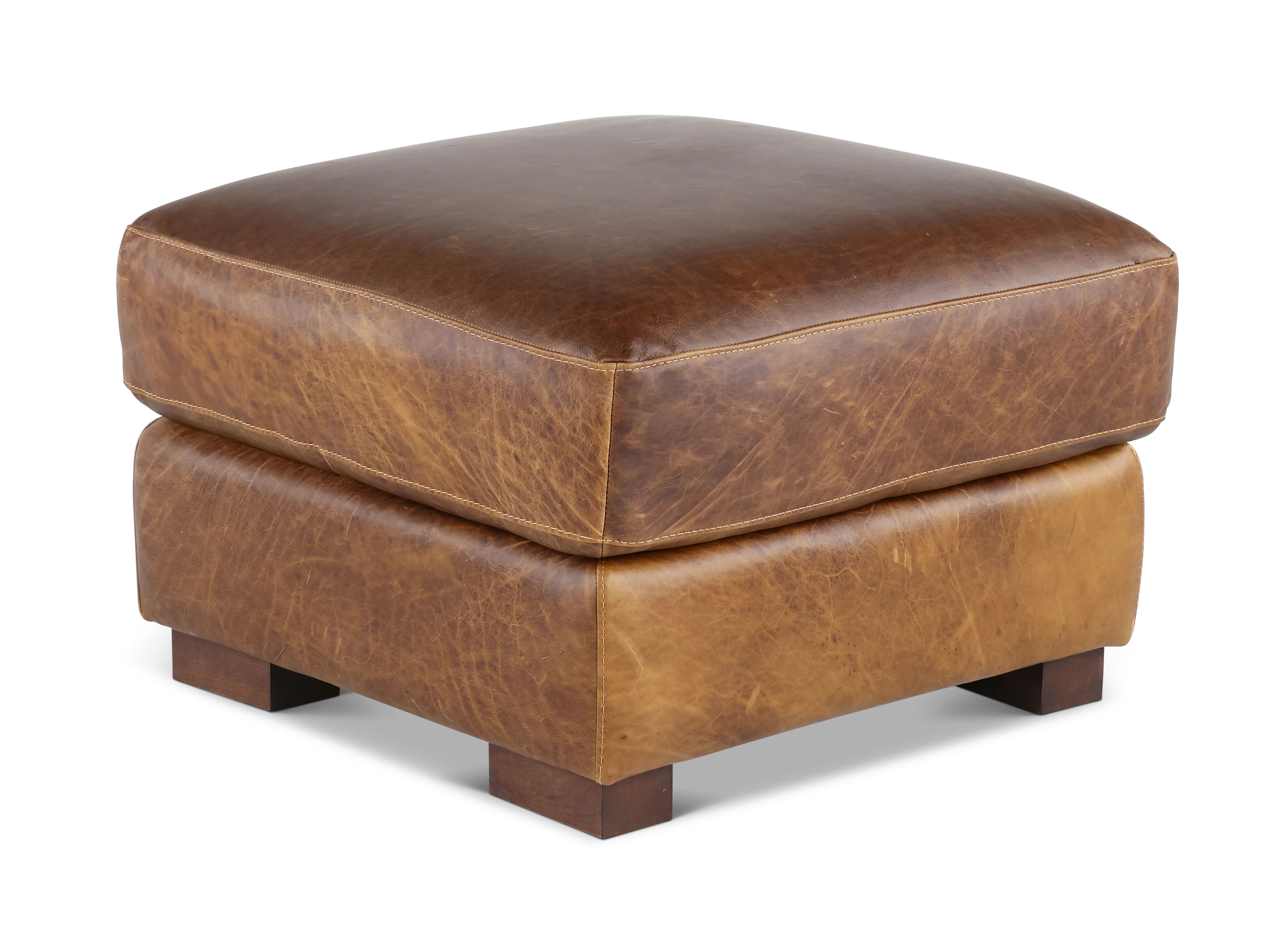 Dakota Brown Leather Ottoman-1