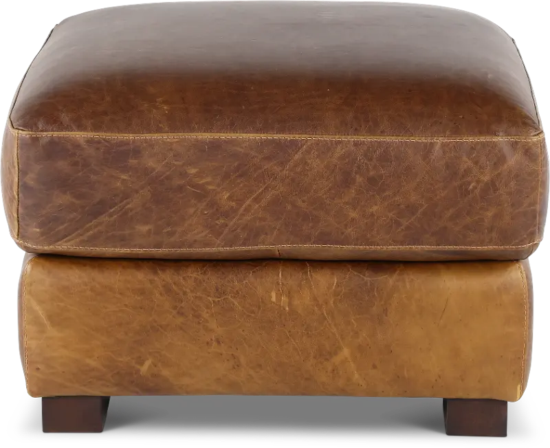 Dakota Brown Leather Ottoman