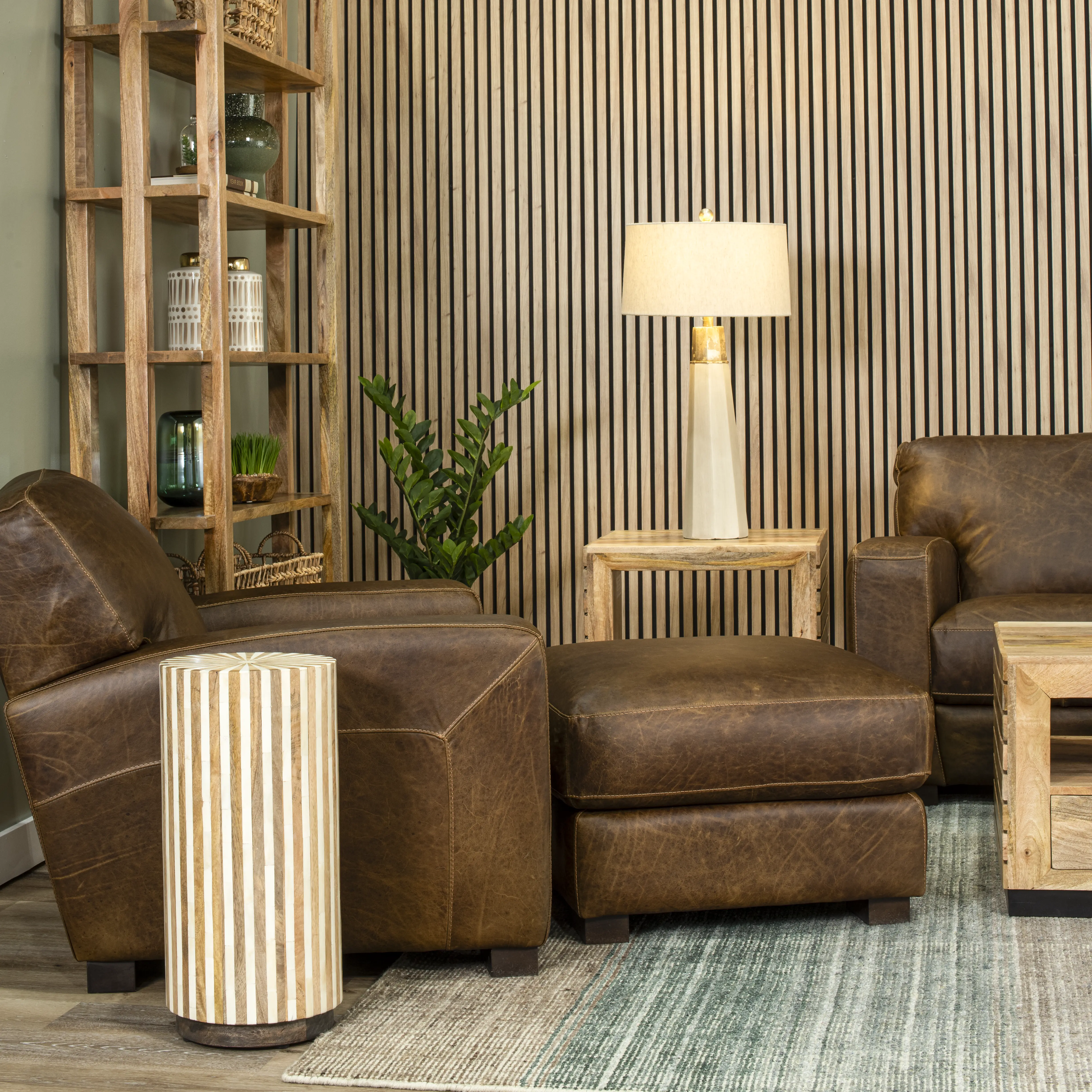 Dakota Brown Leather Ottoman-8