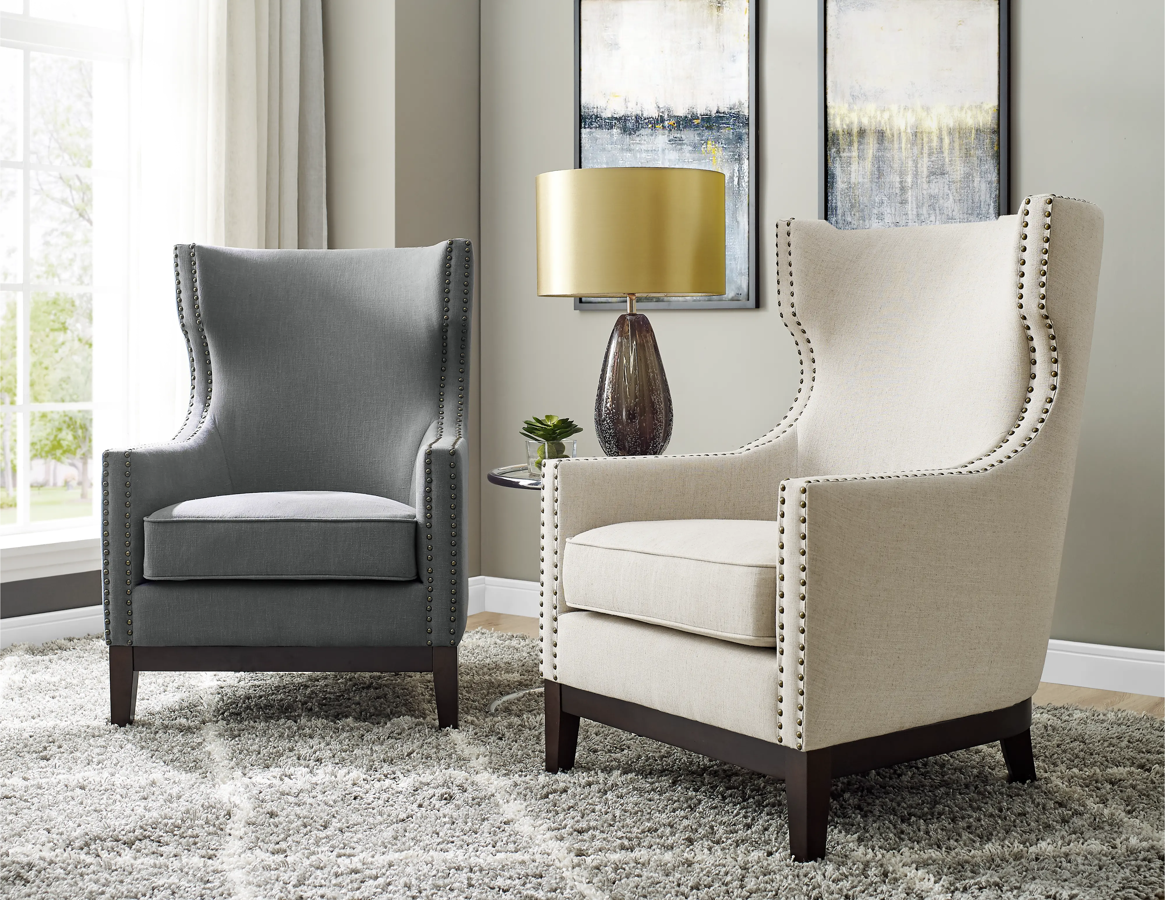 Roswell Beige Linen Accent Chair-6