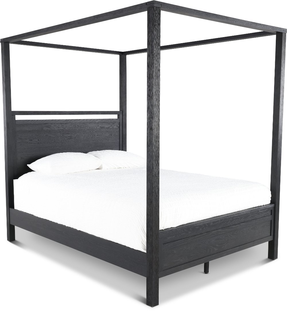 Boho Sandstone Black Queen Canopy Bed