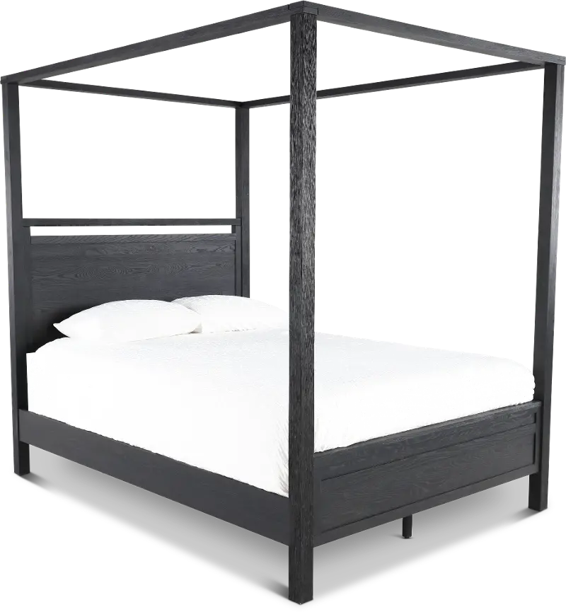 Boho Sandstone Black Queen Canopy Bed