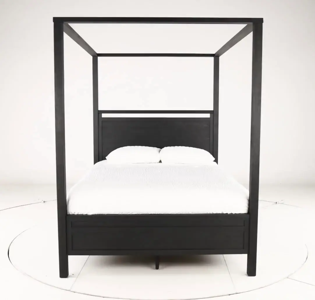 Boho Sandstone Black Queen Canopy Bed-5