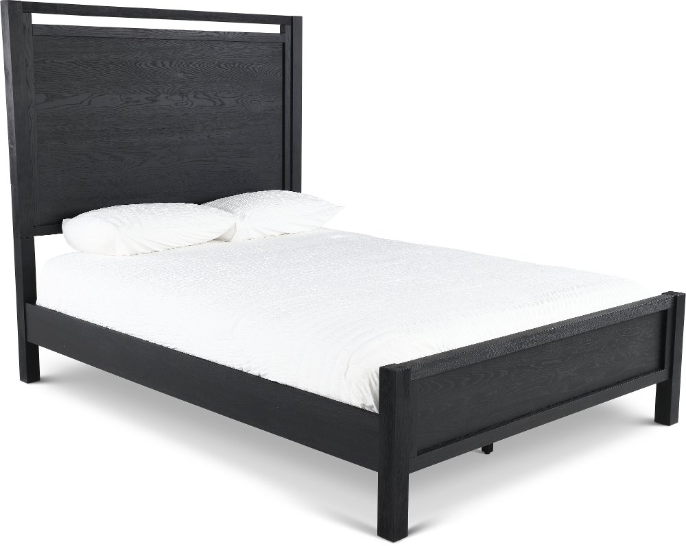 Boho Black Queen Panel Bed