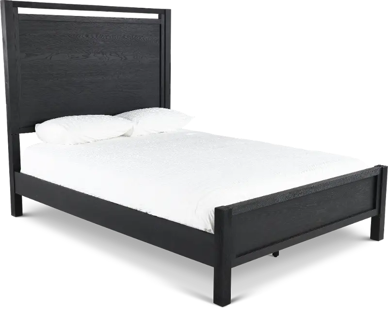 Boho Black Queen Panel Bed