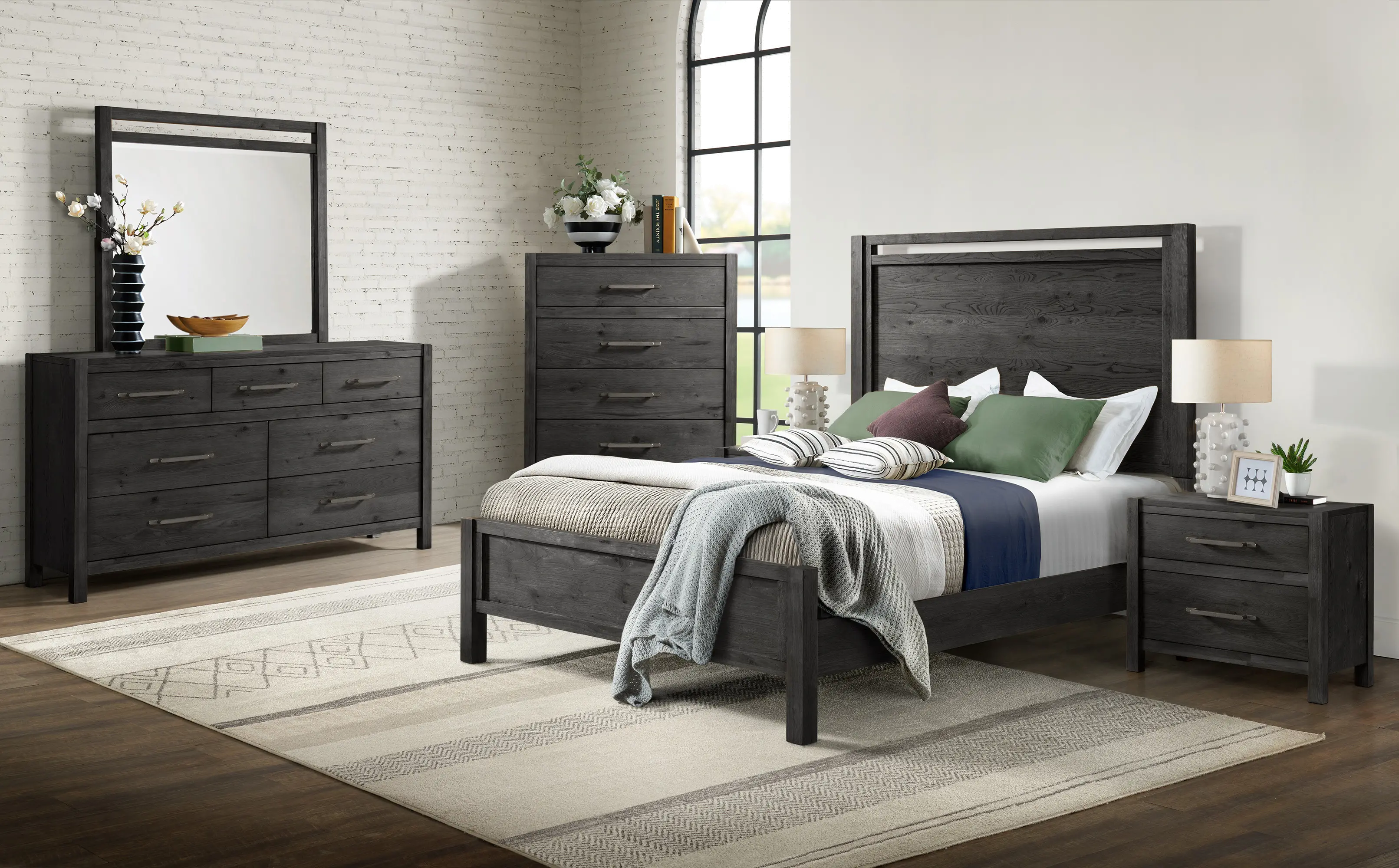 Boho Black Queen Panel Bed-2